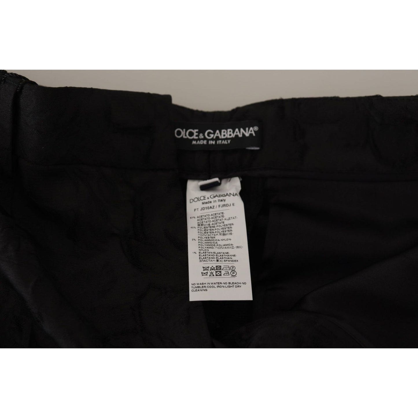 Dolce & Gabbana Elegant Black Brocade Cropped Pants Dolce & Gabbana Dark Gray