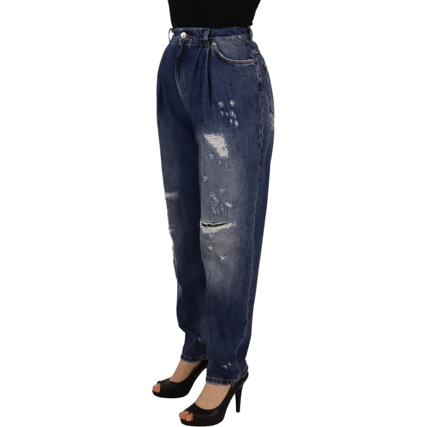 Dolce & Gabbana High Waist Skinny Denim Jeans - Chic Blue Washed Dolce & Gabbana Dark Slate Gray