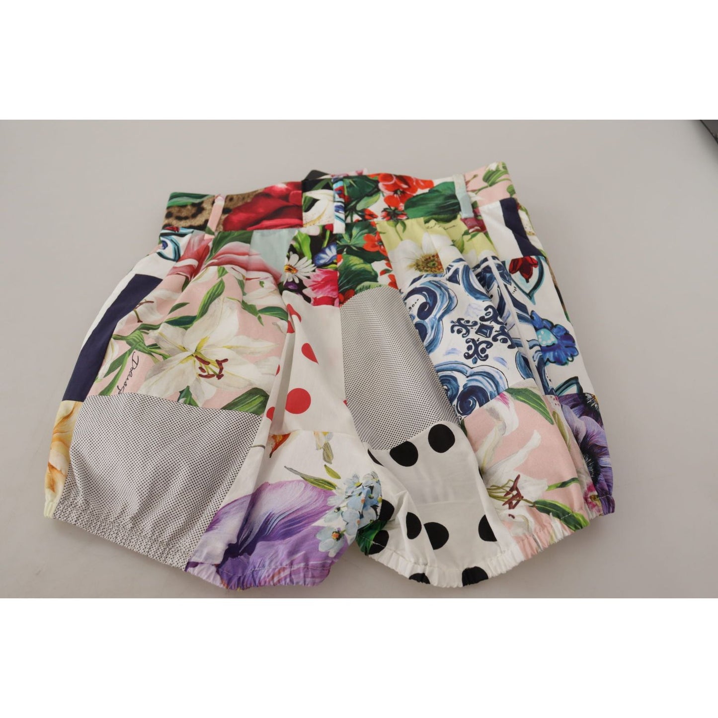 Dolce & Gabbana Patchwork High Waist Designer Shorts Dolce & Gabbana Dark Gray