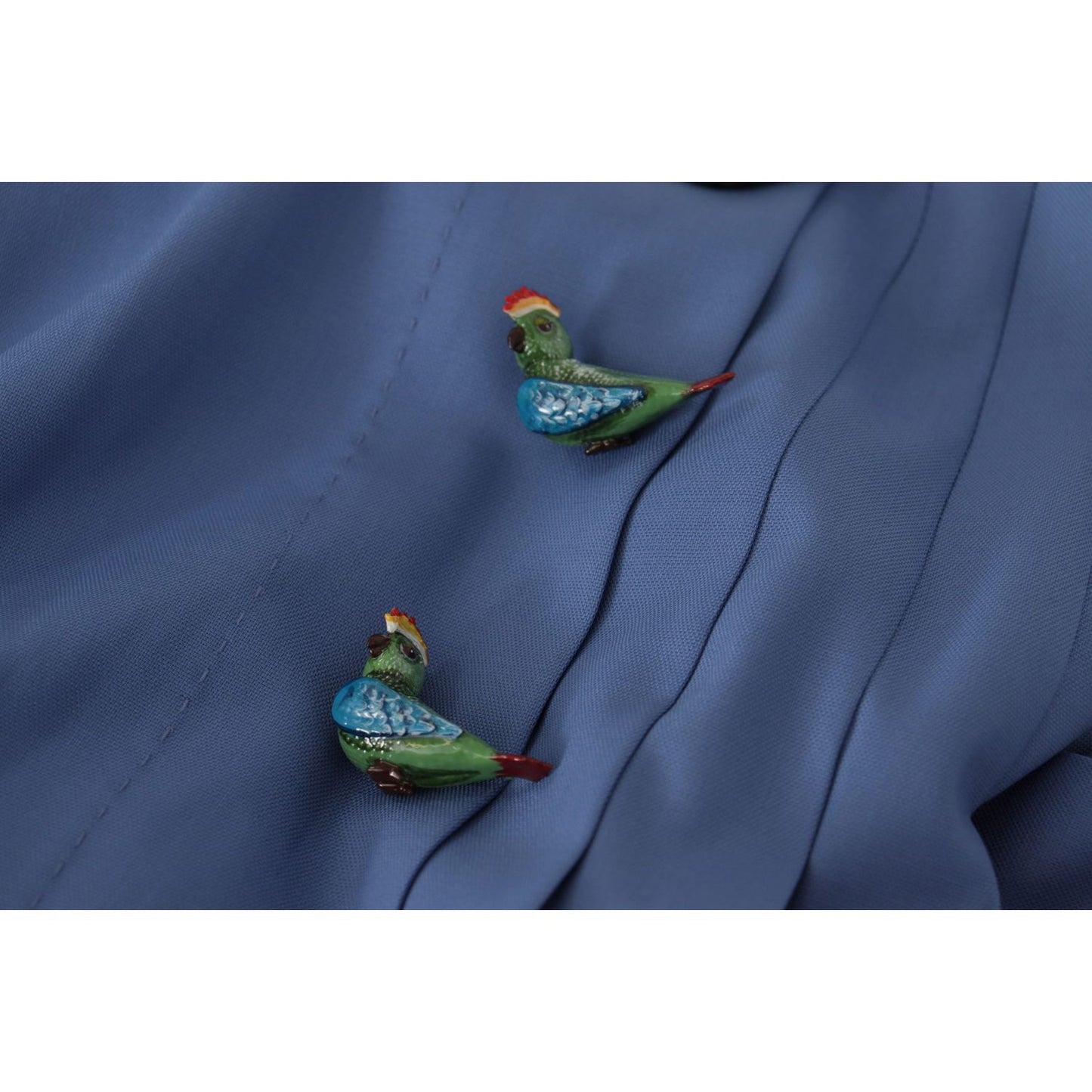 Dolce & Gabbana Elegant Pleated A-Line Mini Skirt with Bird Appliques Dolce & Gabbana Dark Slate Blue