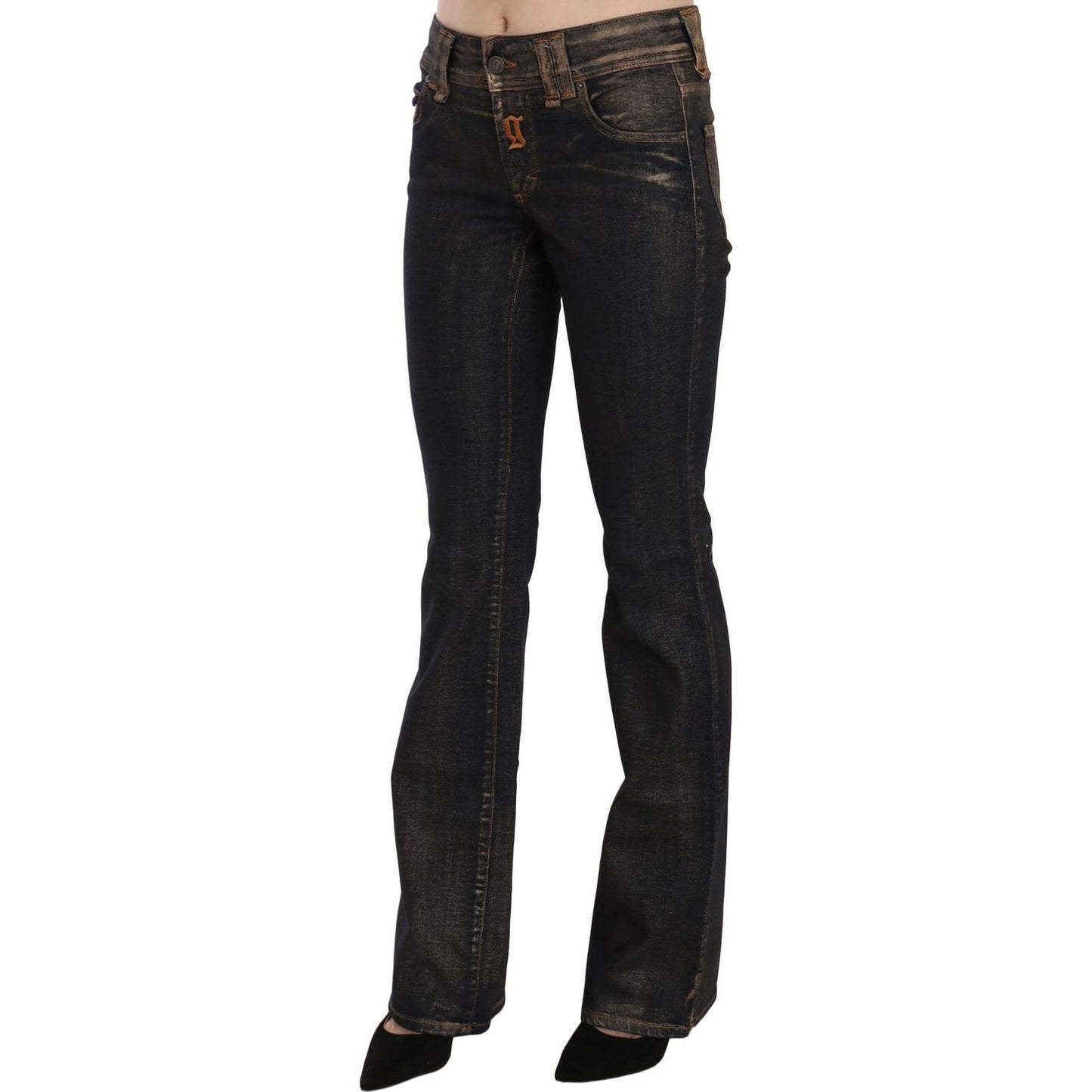 John Galliano Chic Flared Mid Waist Black Denim John Galliano Black