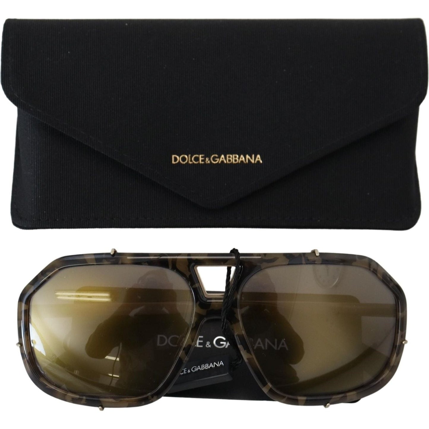 Dolce & Gabbana Chic Aviator Mirrored Brown Sunglasses Dolce & Gabbana Black