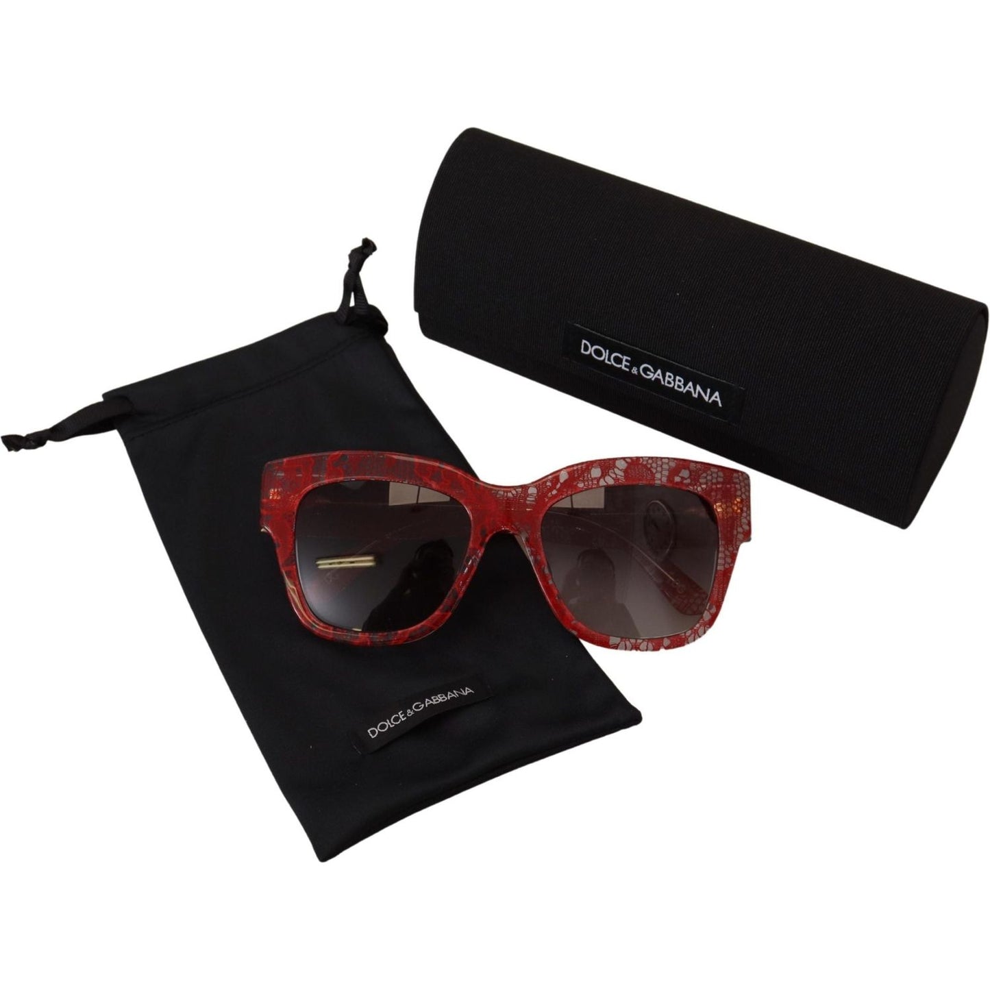 Dolce & Gabbana Sicilian Lace Accented Designer Sunglasses Dolce & Gabbana Black