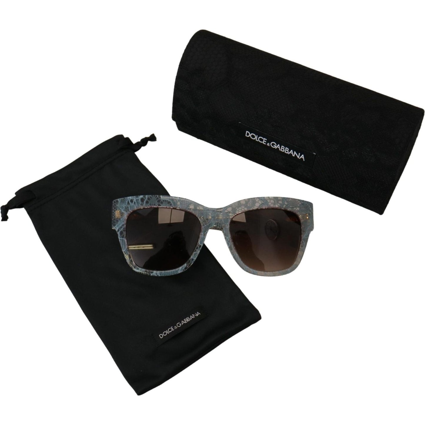 Dolce & Gabbana Elegant Lace Detail Blue Sunglasses Dolce & Gabbana Black
