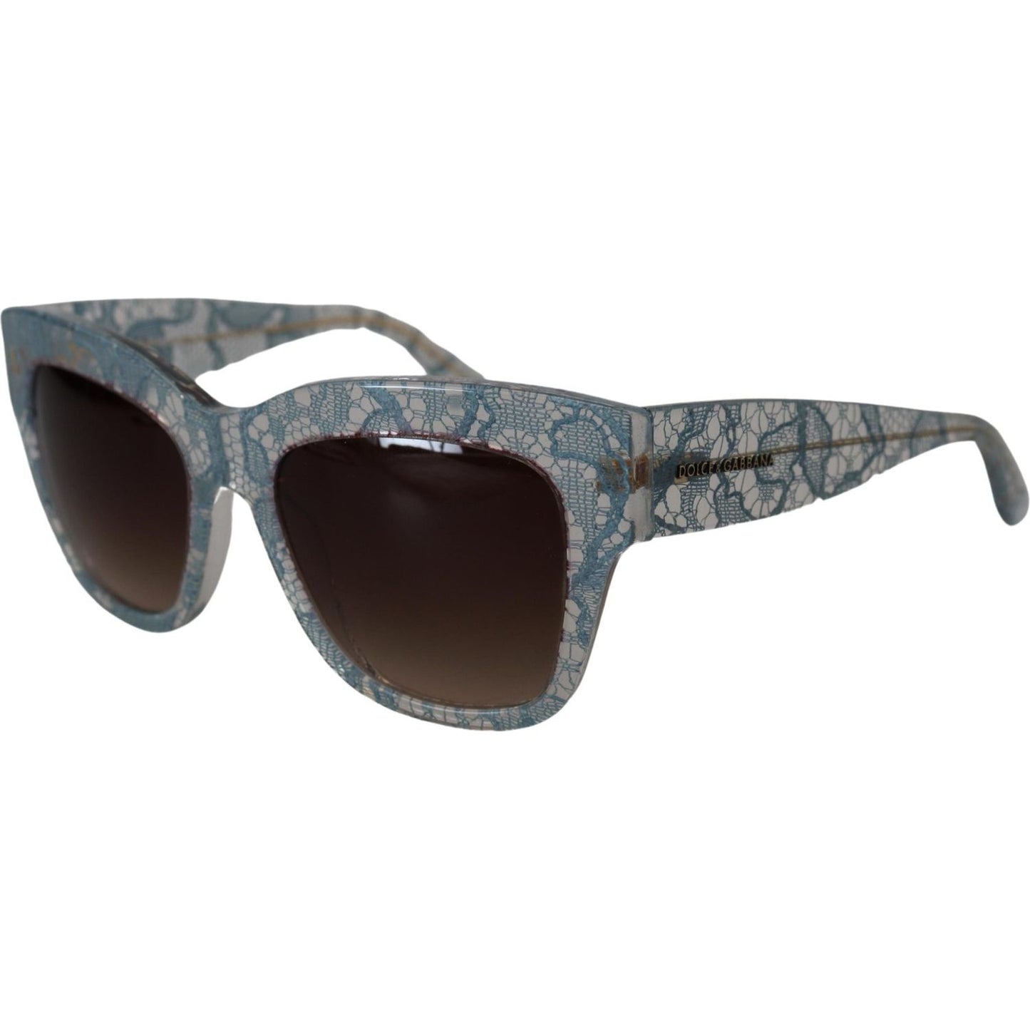 Dolce & Gabbana Elegant Lace Detail Blue Sunglasses Dolce & Gabbana Dim Gray
