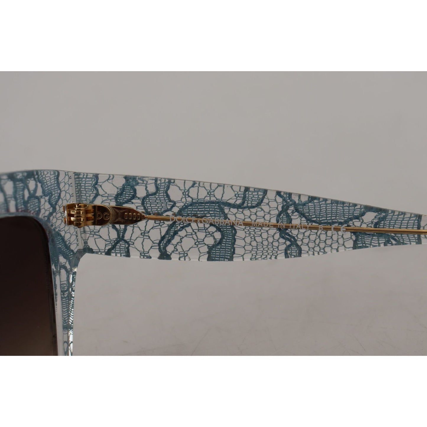 Dolce & Gabbana Elegant Lace Detail Blue Sunglasses Dolce & Gabbana Dark Gray