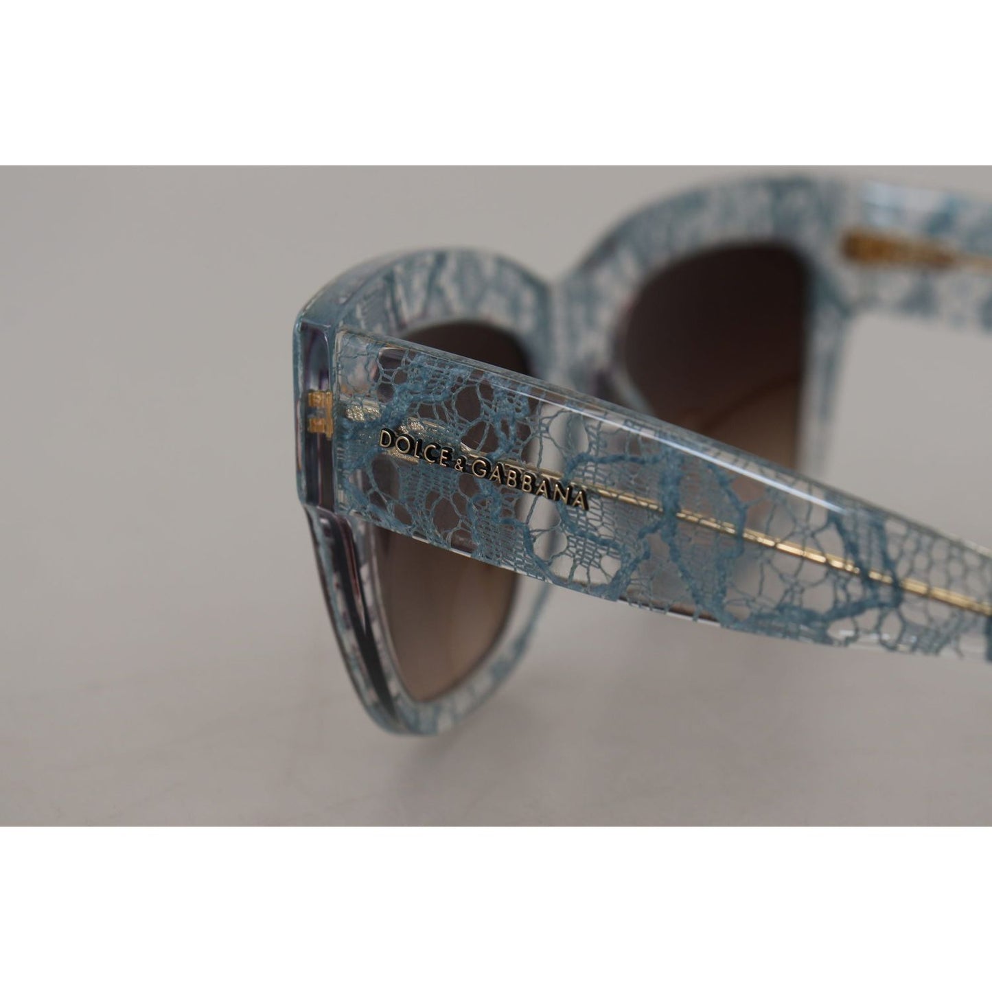 Dolce & Gabbana Elegant Lace Detail Blue Sunglasses Dolce & Gabbana Light Slate Gray