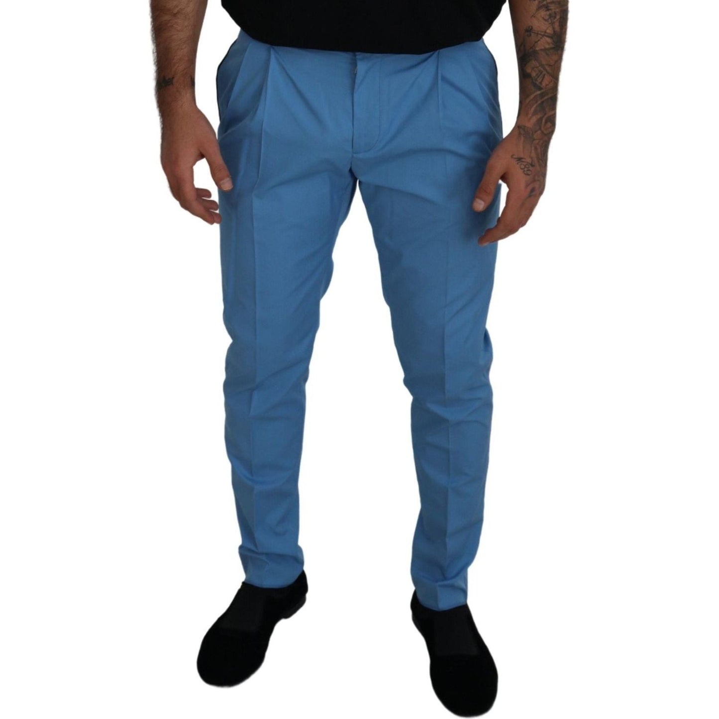 Dolce & Gabbana Elegant Slim Fit Chinos - Indulge in Italian Luxury Dolce & Gabbana Dark Slate Blue