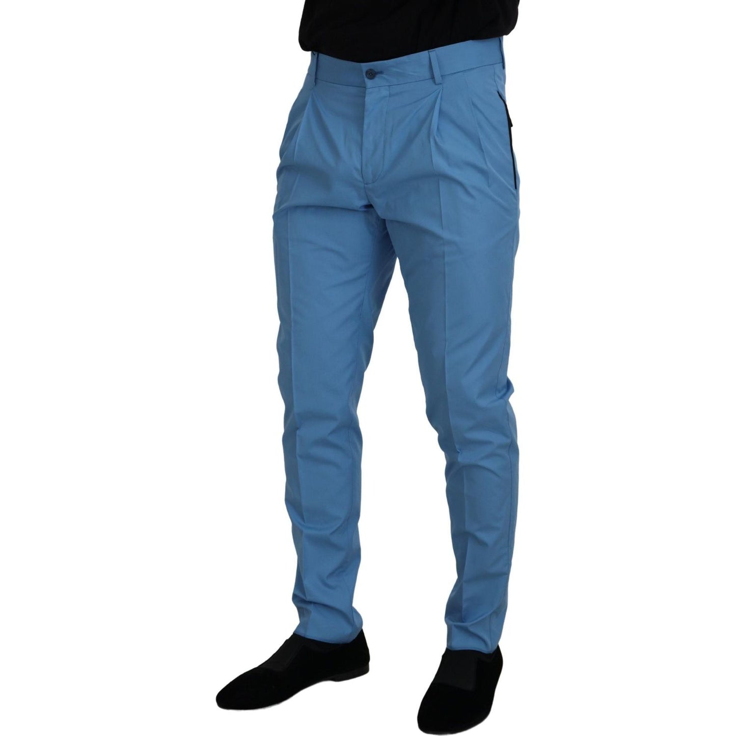Dolce & Gabbana Elegant Slim Fit Chinos - Indulge in Italian Luxury Dolce & Gabbana Dark Slate Blue