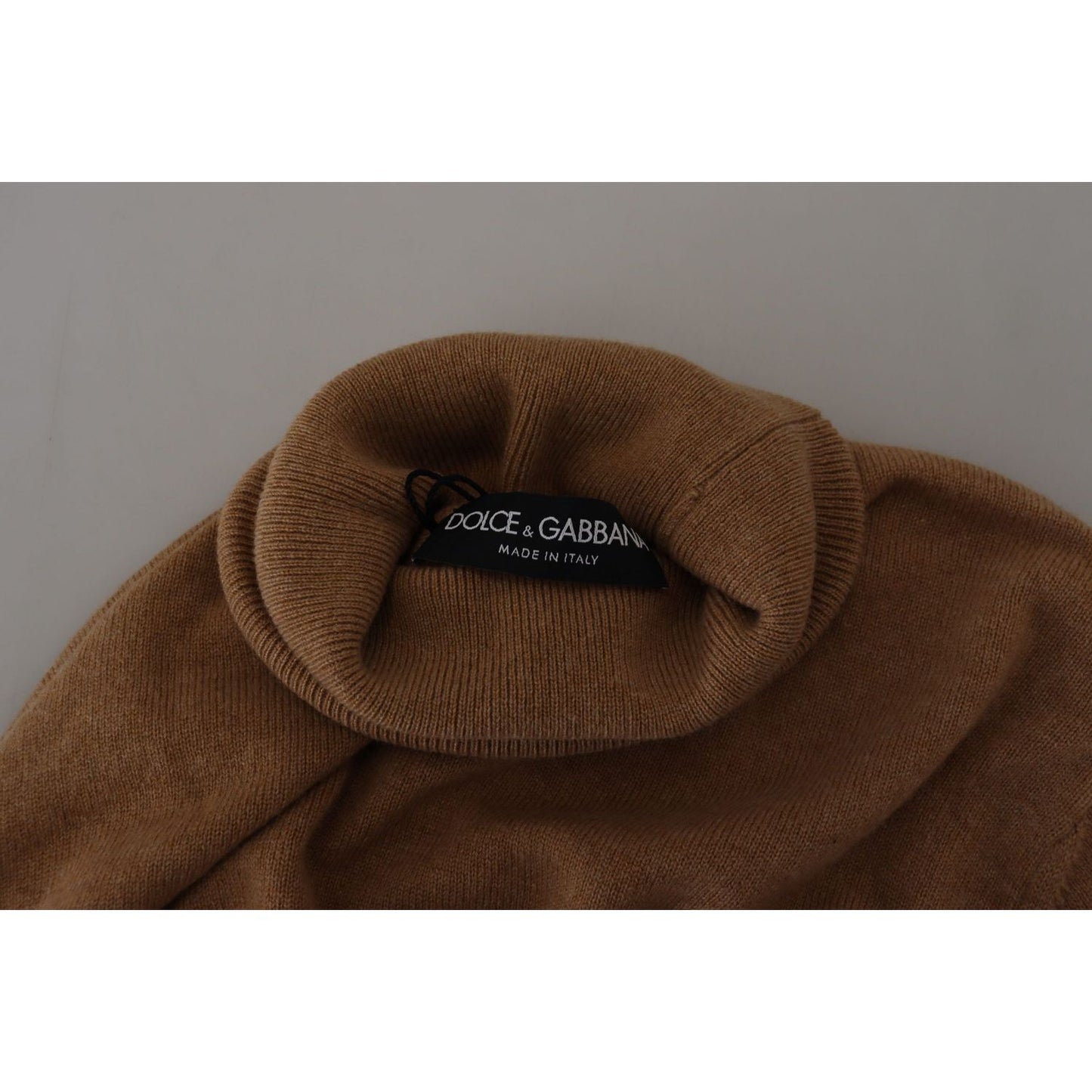 Dolce & Gabbana Beige Cashmere Turtleneck Pullover Sweater MAN SWEATERS Dolce & Gabbana Dark Slate Gray