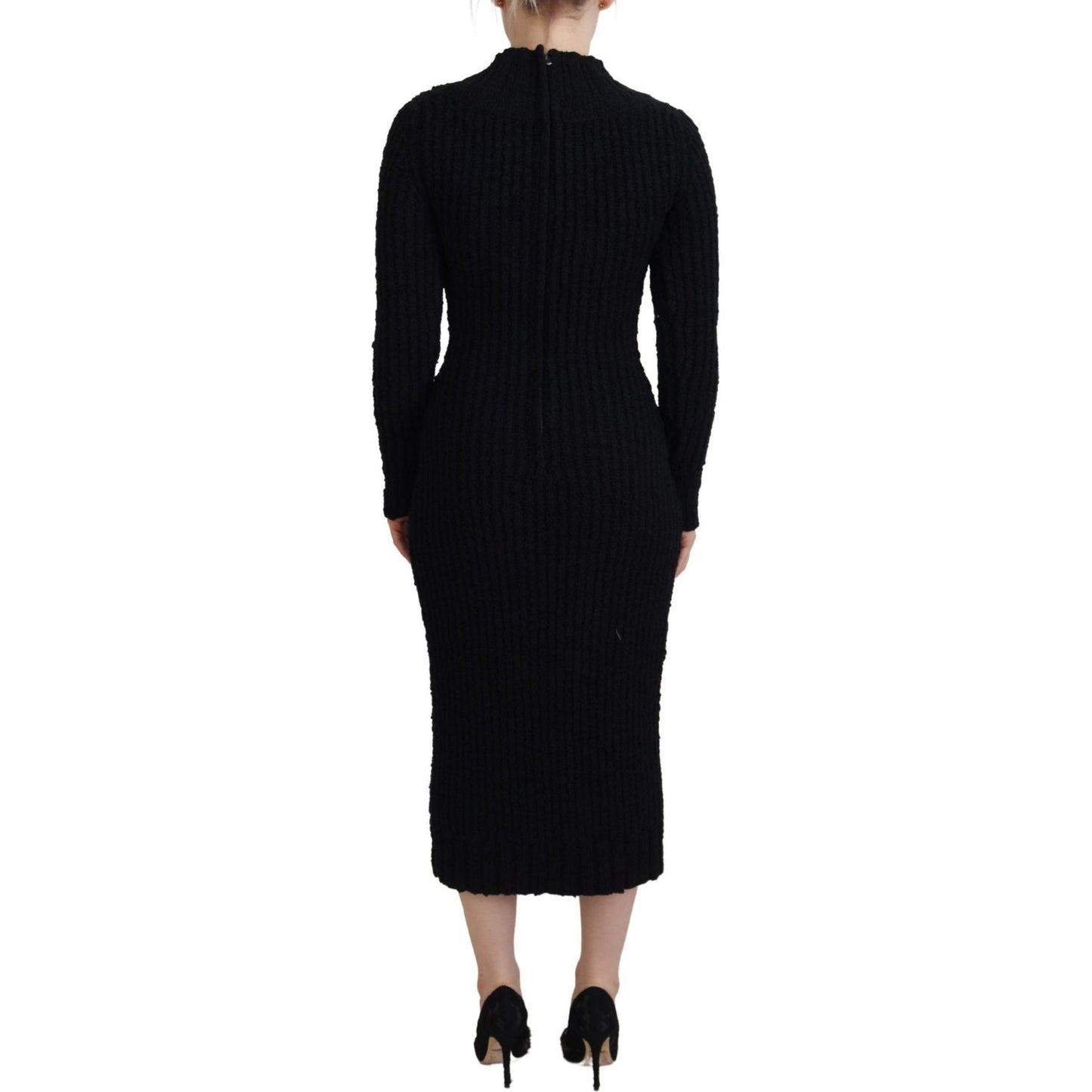 Dolce & Gabbana Elegant Black Wool Blend Sweater Dress WOMAN DRESSES Dolce & Gabbana Black