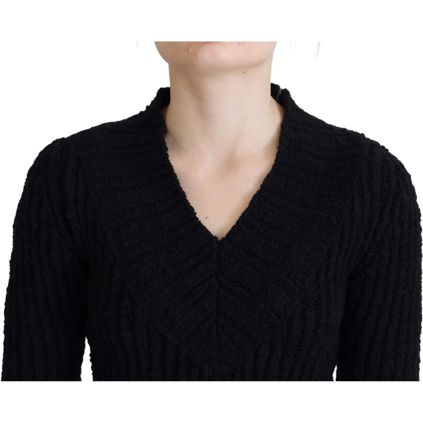 Dolce & Gabbana Elegant Black Wool Blend Sweater Dress WOMAN DRESSES Dolce & Gabbana Tan