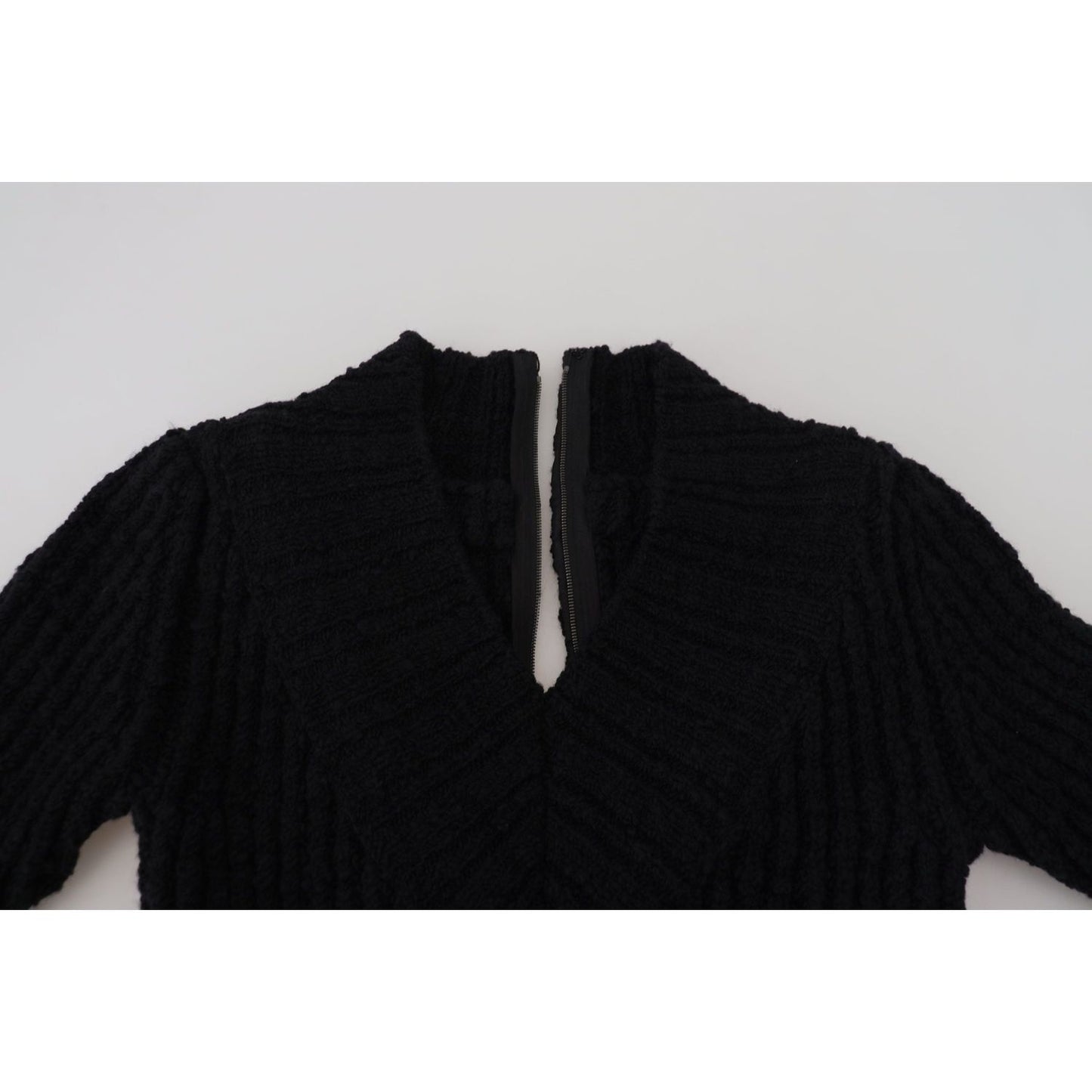 Dolce & Gabbana Elegant Black Wool Blend Sweater Dress WOMAN DRESSES Dolce & Gabbana Black