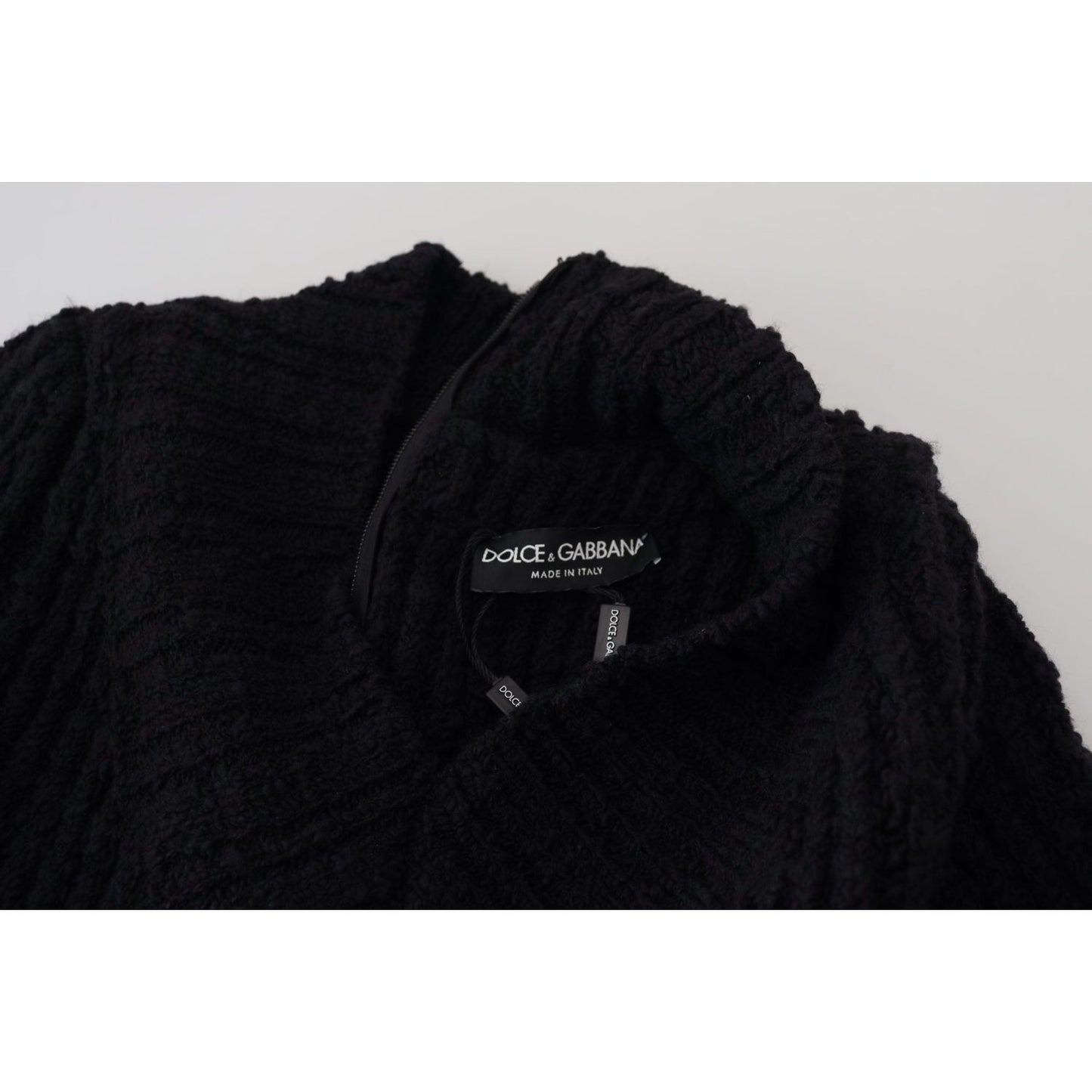 Dolce & Gabbana Elegant Black Wool Blend Sweater Dress WOMAN DRESSES Dolce & Gabbana Light Gray