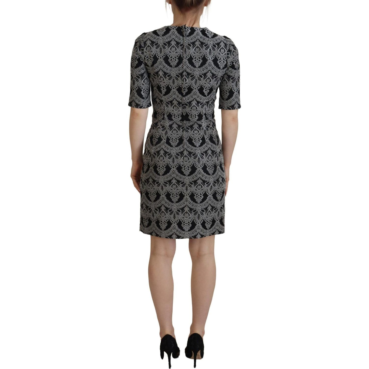 Dolce & Gabbana Elegant Jacquard Bodycon Shift Dress Dolce & Gabbana Dark Slate Gray