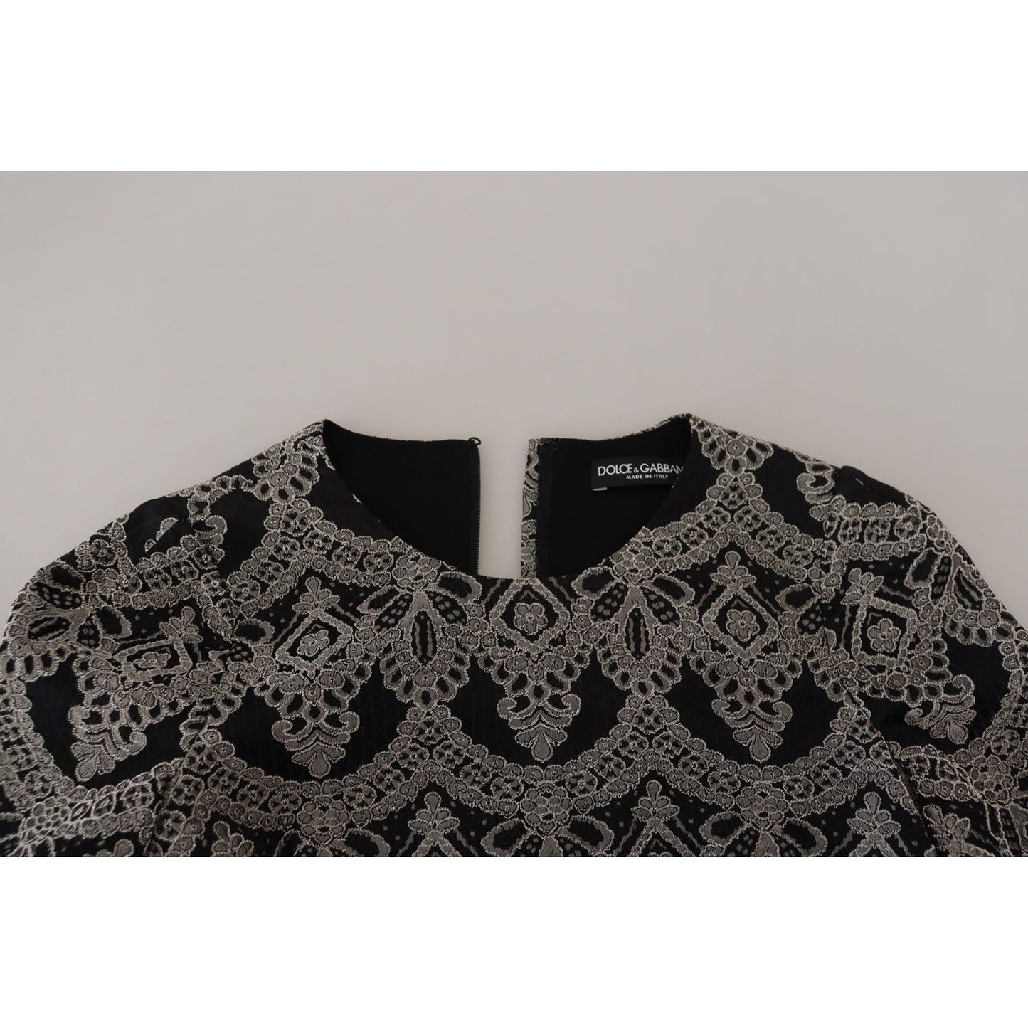 Dolce & Gabbana Elegant Jacquard Bodycon Shift Dress Dolce & Gabbana Dark Gray