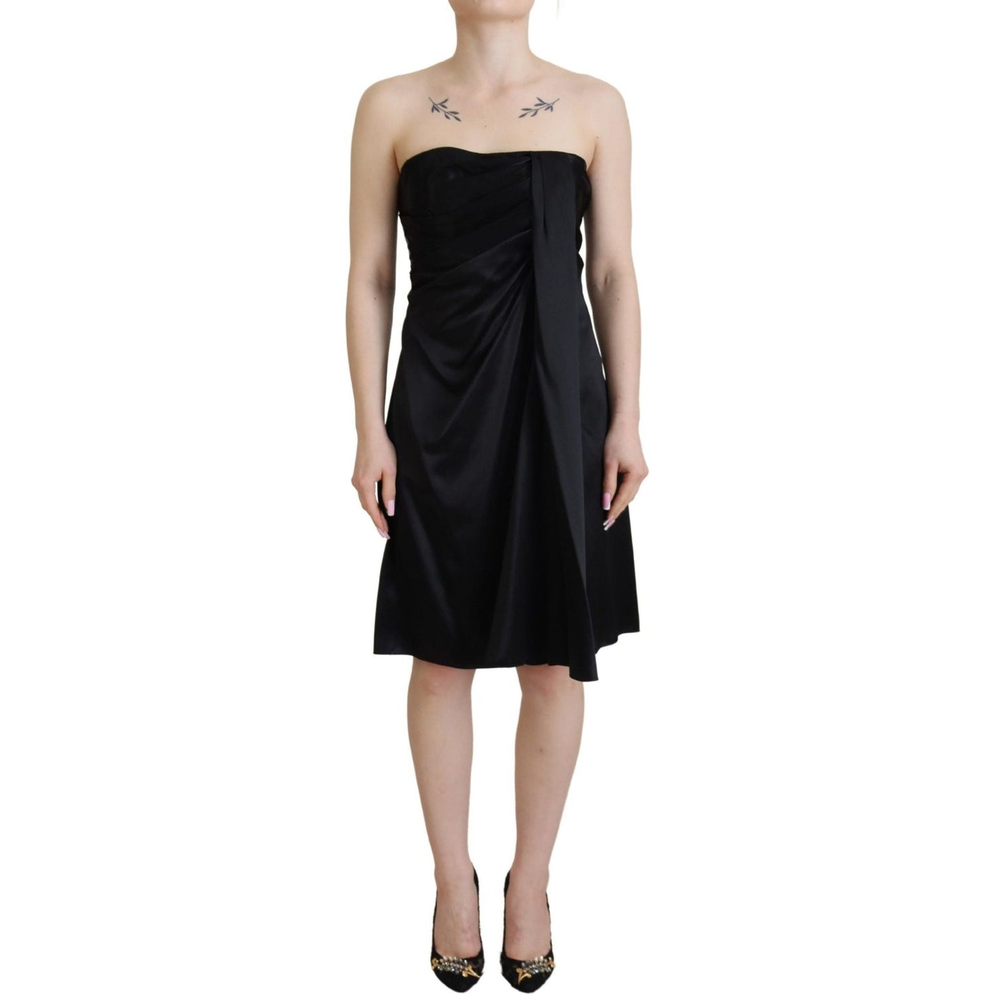 Dolce & Gabbana Elegant Black Silk Mini Sleeveless Dress Dolce & Gabbana Tan