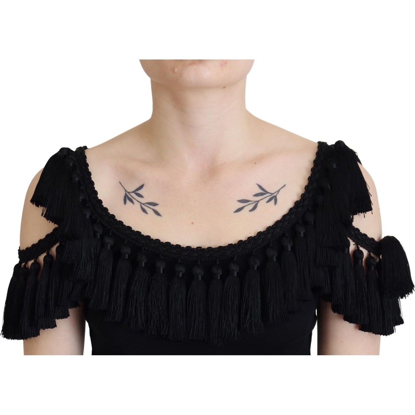 Dolce & Gabbana Elegant Black Cotton Tank Top Blouse Dolce & Gabbana Tan