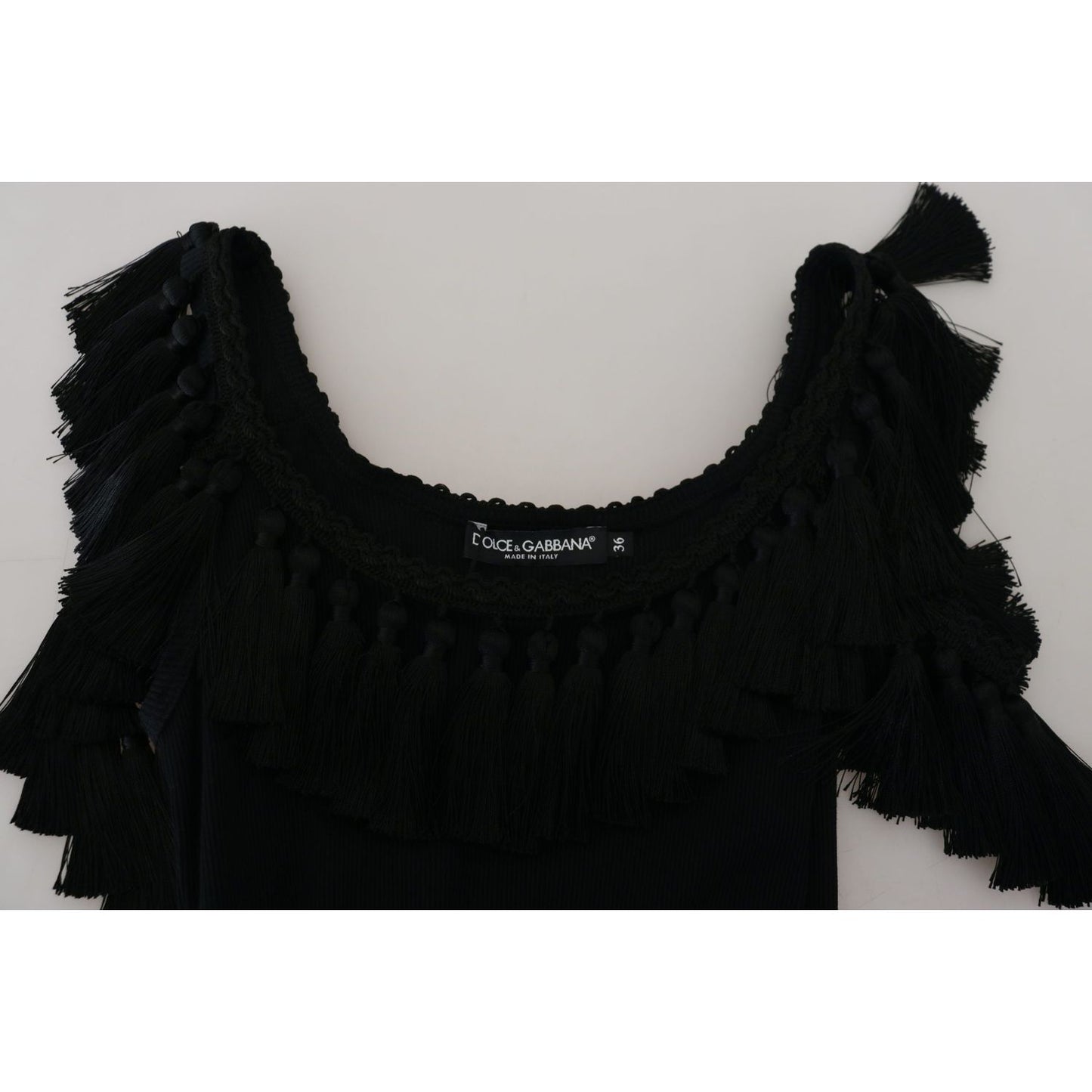 Dolce & Gabbana Elegant Black Cotton Tank Top Blouse Dolce & Gabbana Black