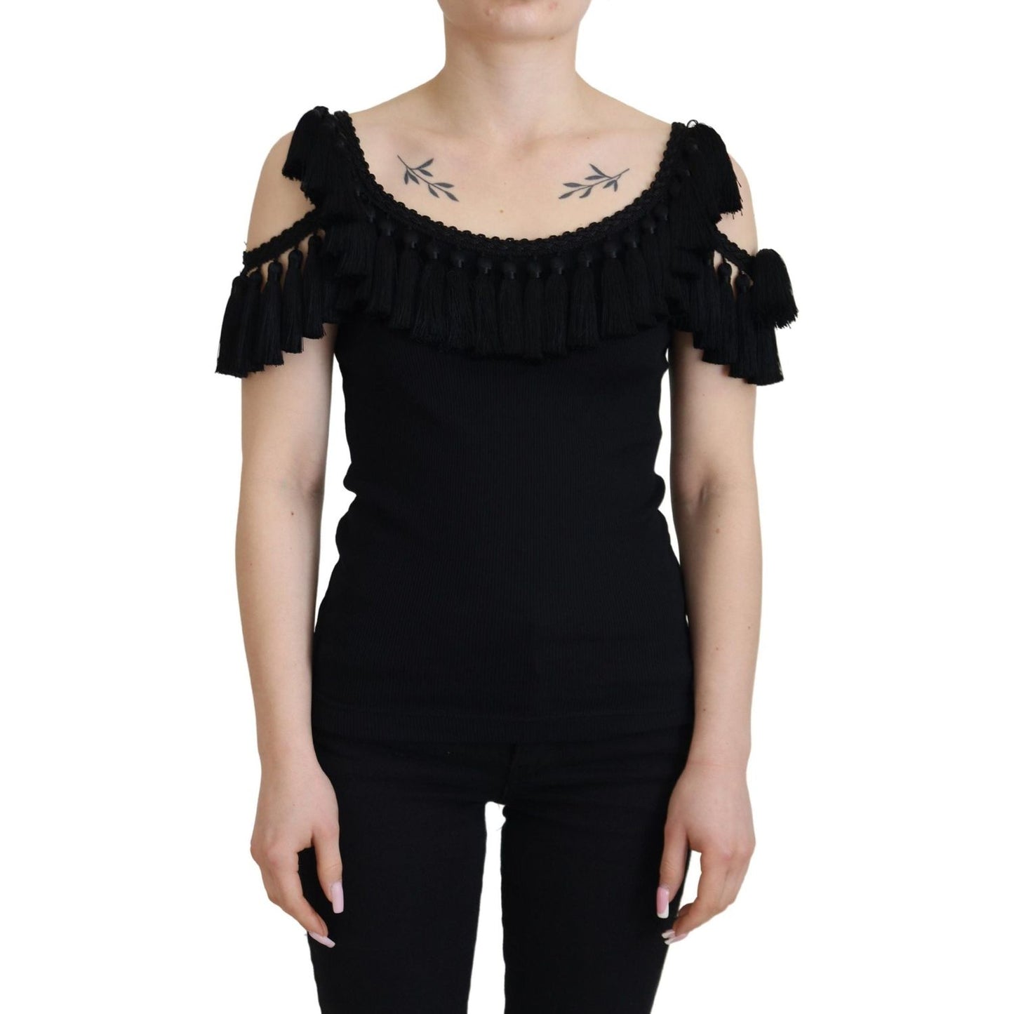 Dolce & Gabbana Elegant Black Cotton Tank Top Blouse Dolce & Gabbana Black