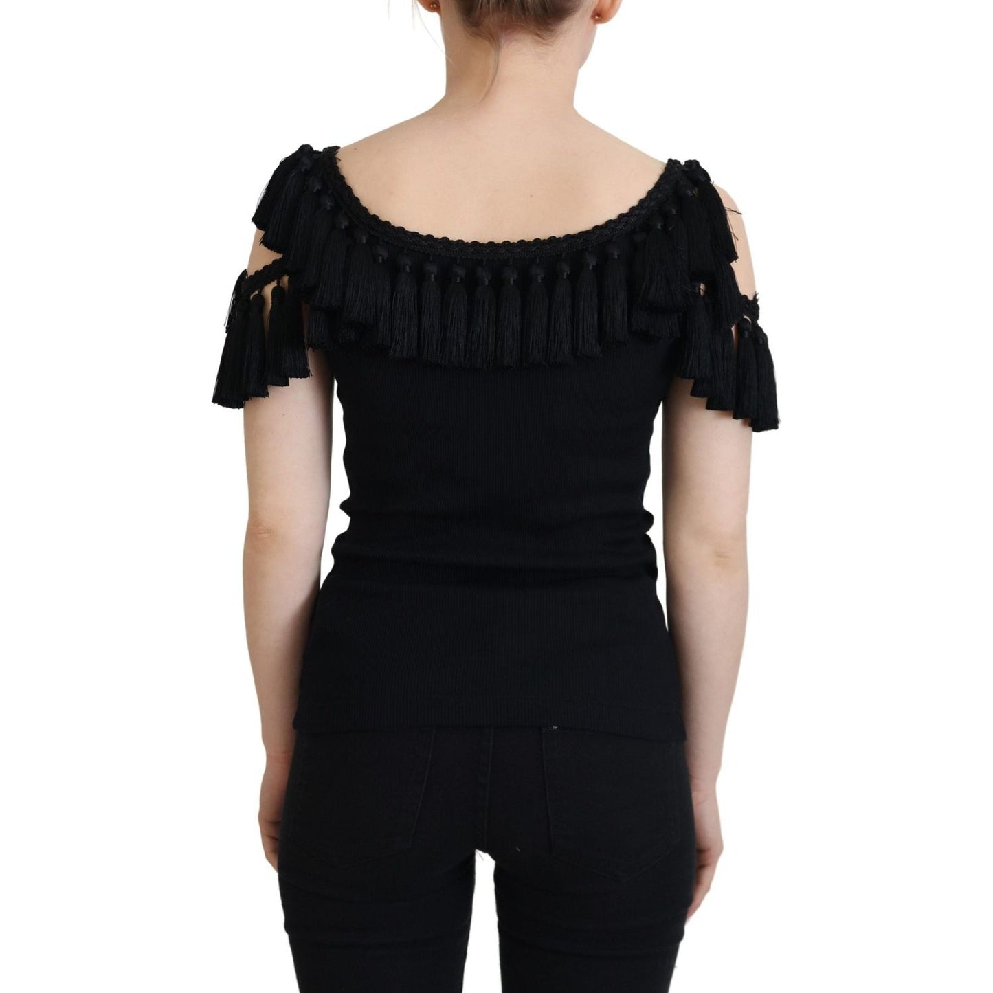 Dolce & Gabbana Elegant Black Cotton Tank Top Blouse Dolce & Gabbana Black