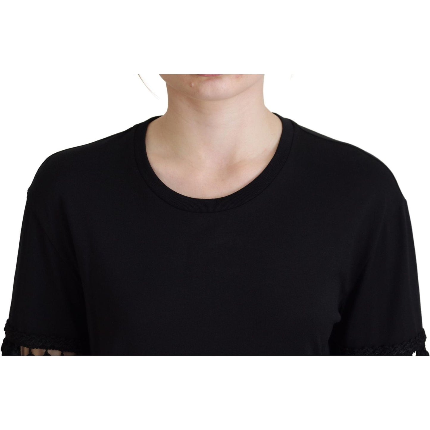 Dolce & Gabbana Elegant Black Cotton Short Sleeve Tee Dolce & Gabbana Tan