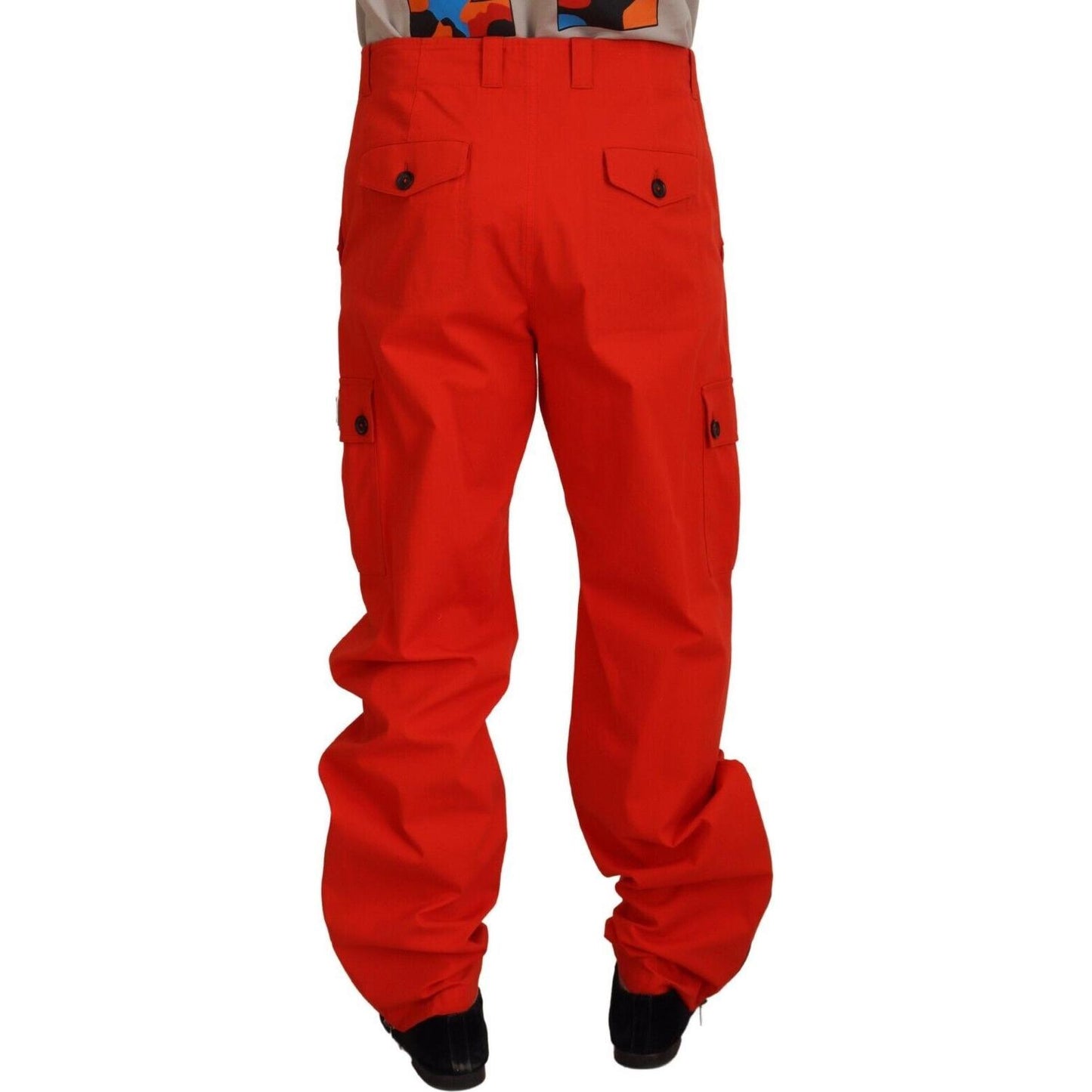 Dolce & Gabbana Elegant Red Cotton Blend Trousers Dolce & Gabbana Firebrick