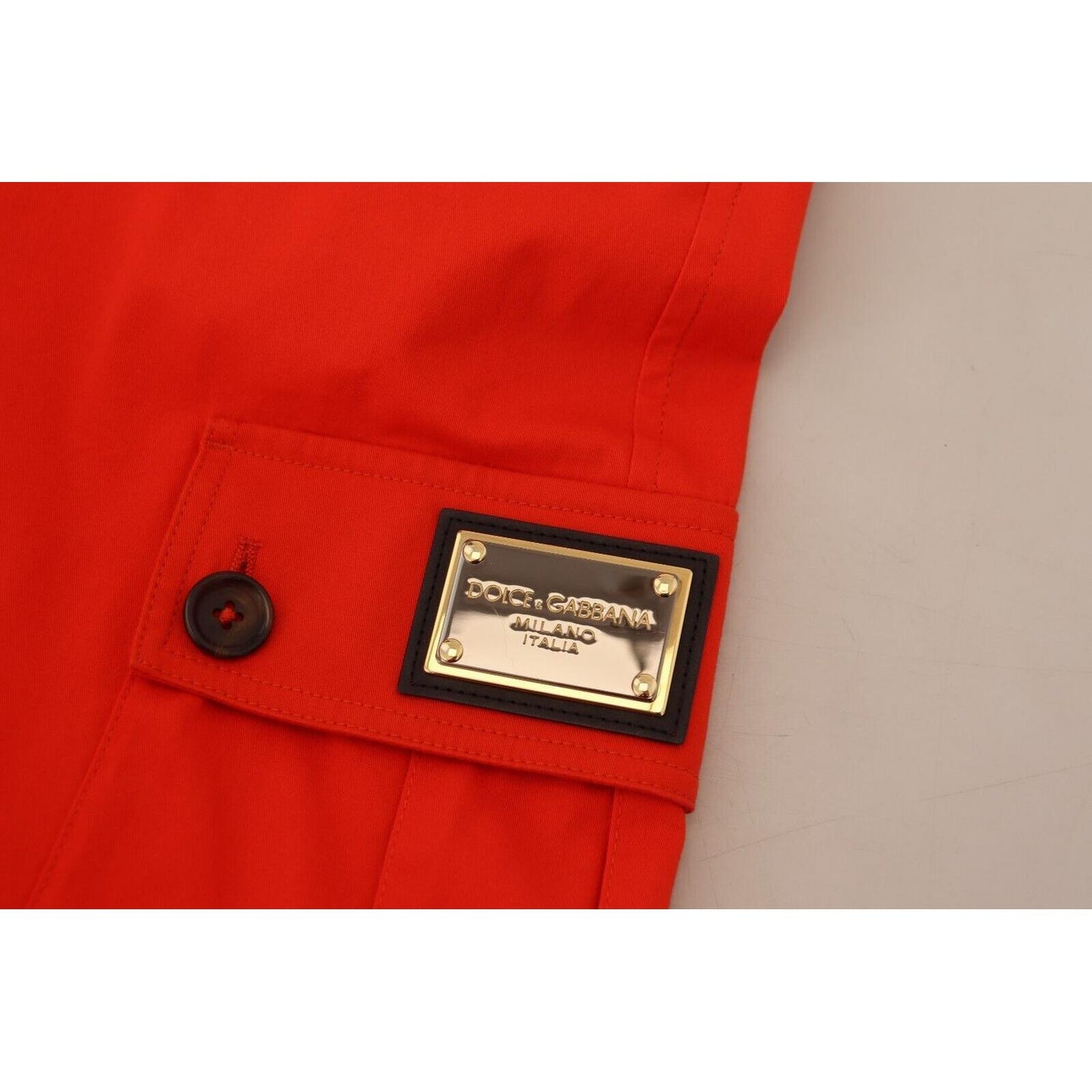 Dolce & Gabbana Elegant Red Cotton Blend Trousers Dolce & Gabbana Firebrick