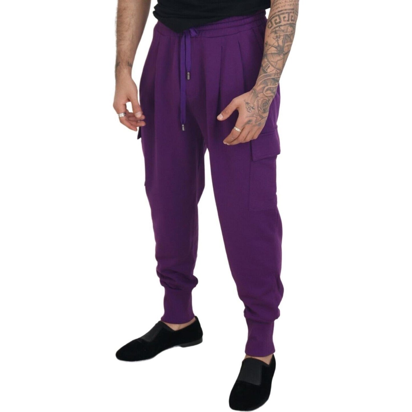 Dolce & Gabbana Purple Cotton Cargo Sweatpants Jogging Pants PAN74243 - 52