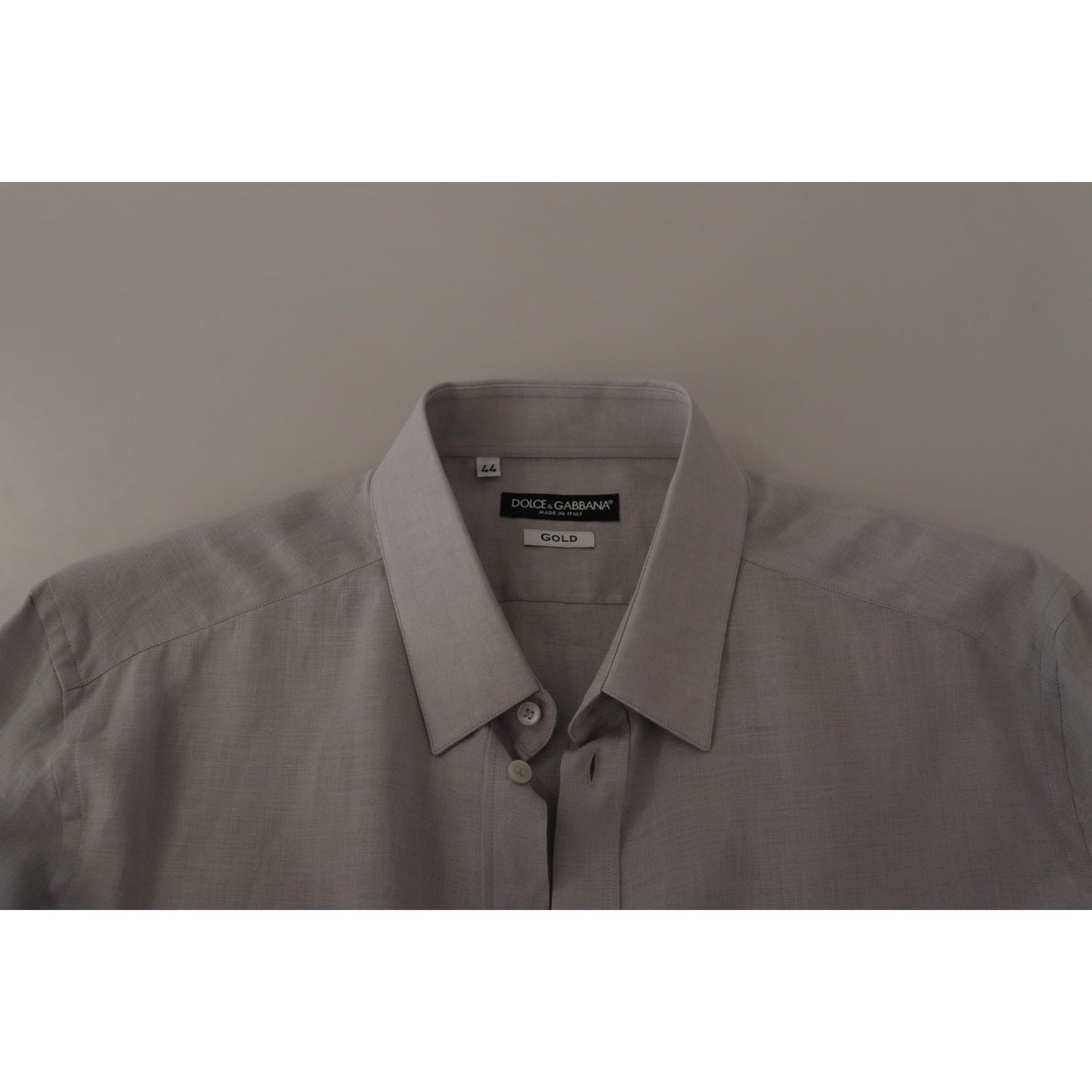 Dolce & Gabbana Elegant Grey Slim Fit Linen Shirt MAN SHIRTS Dolce & Gabbana Dim Gray