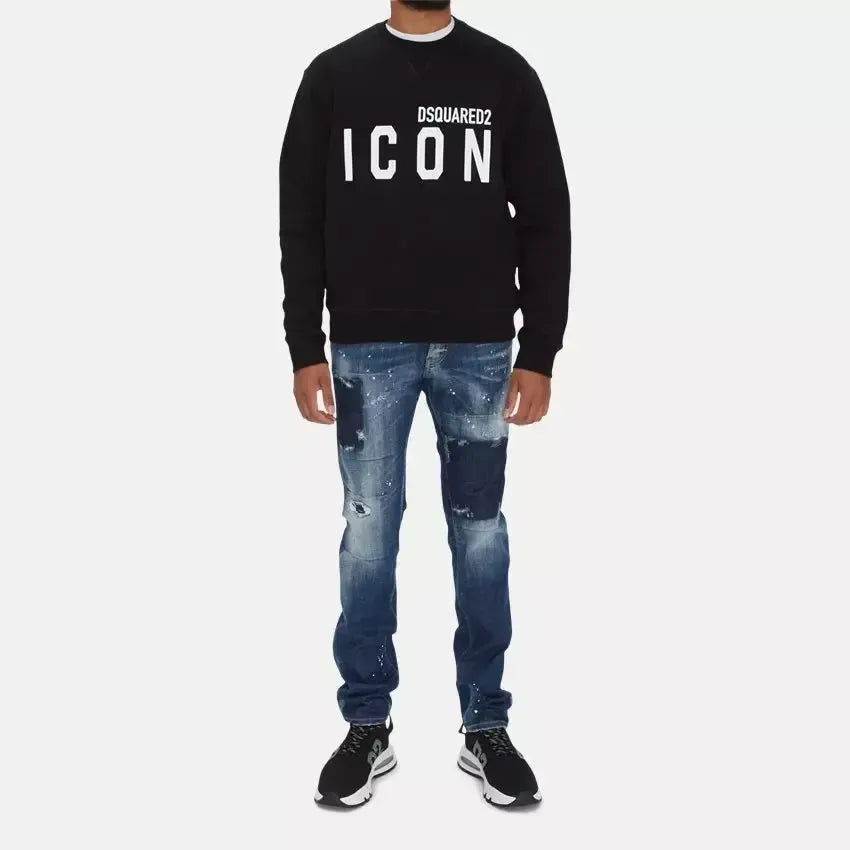 Dsquared² Chic Black Cotton Logo Sweatshirt Dsquared² Dark Slate Gray