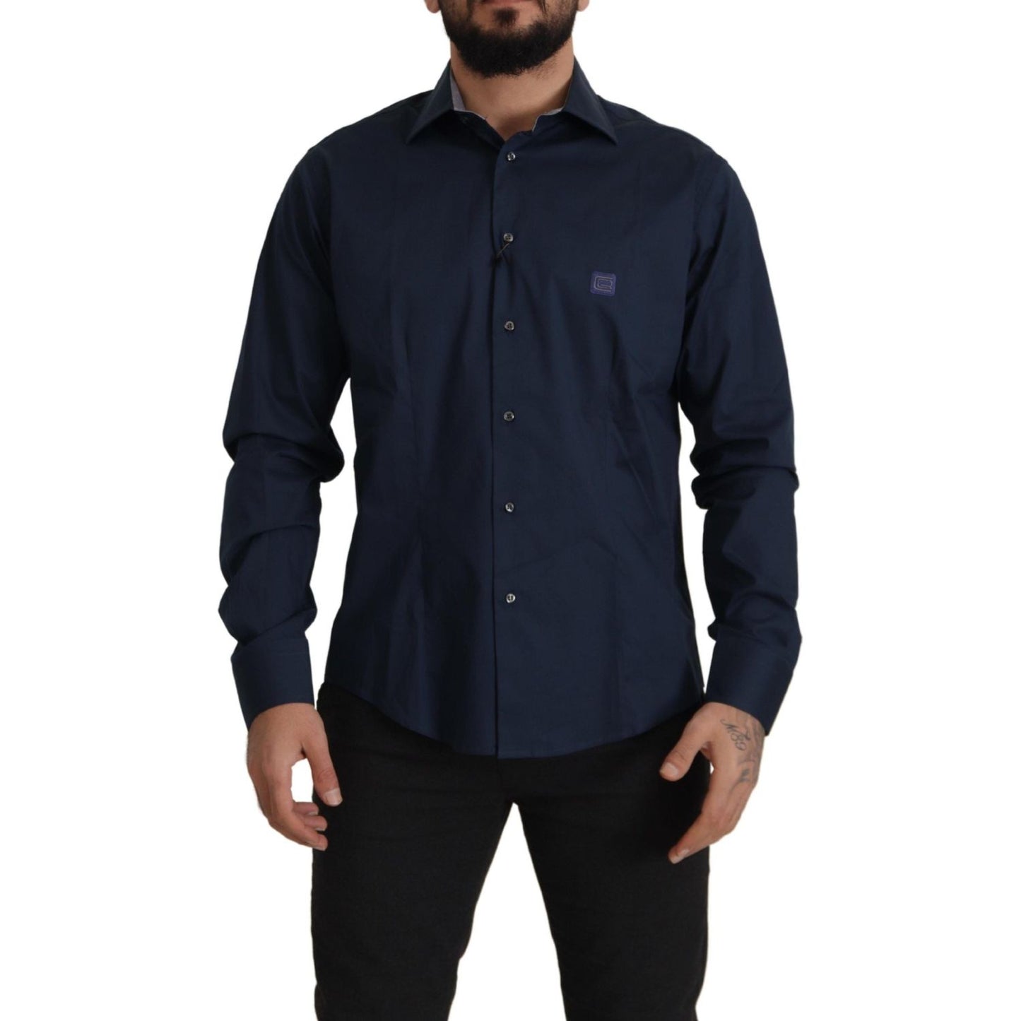 Roberto Cavalli Navy Elegance Cotton Dress Shirt Roberto Cavalli Black