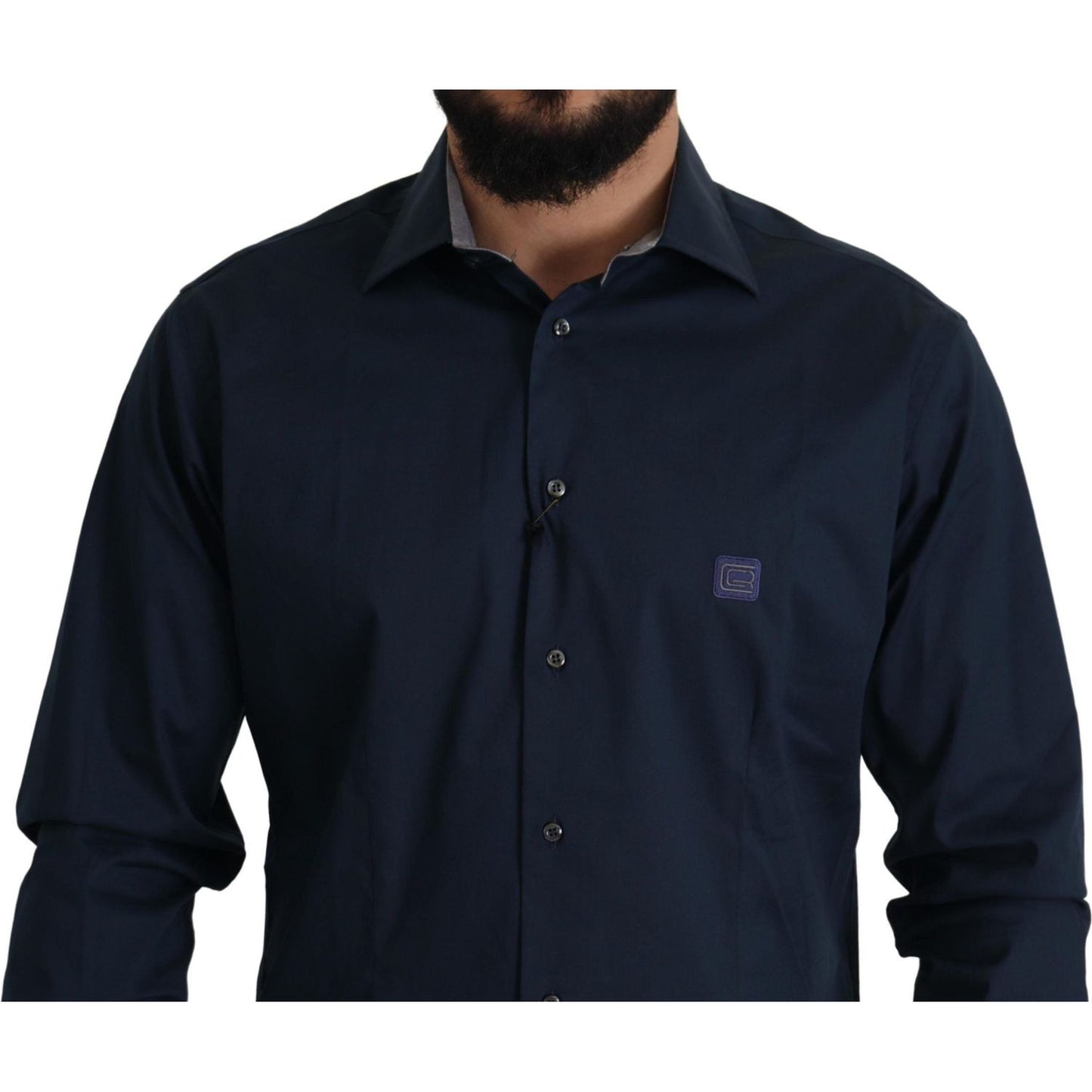 Roberto Cavalli Navy Elegance Cotton Dress Shirt Roberto Cavalli Black