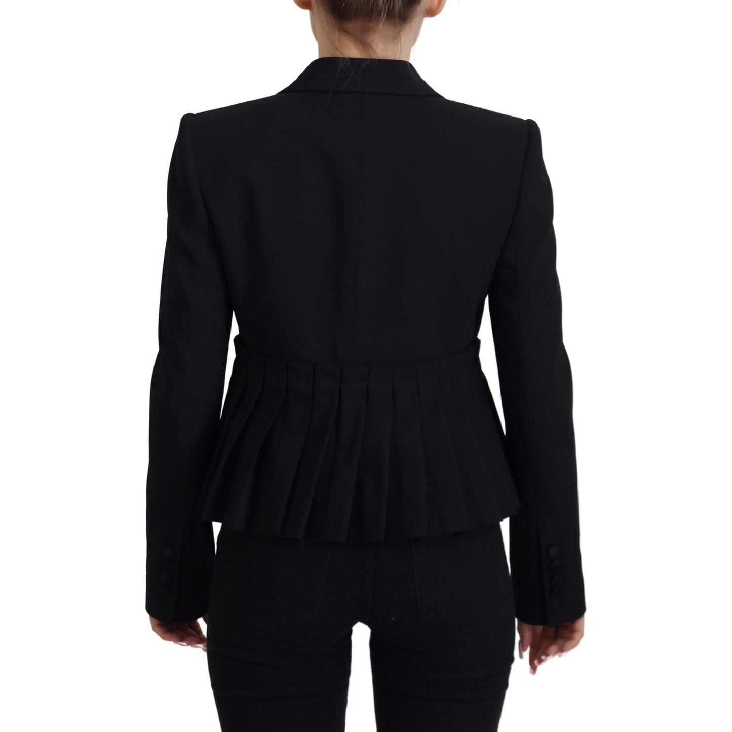 Dolce & Gabbana Elegant Black Stretch Wool Blazer Dolce & Gabbana Black