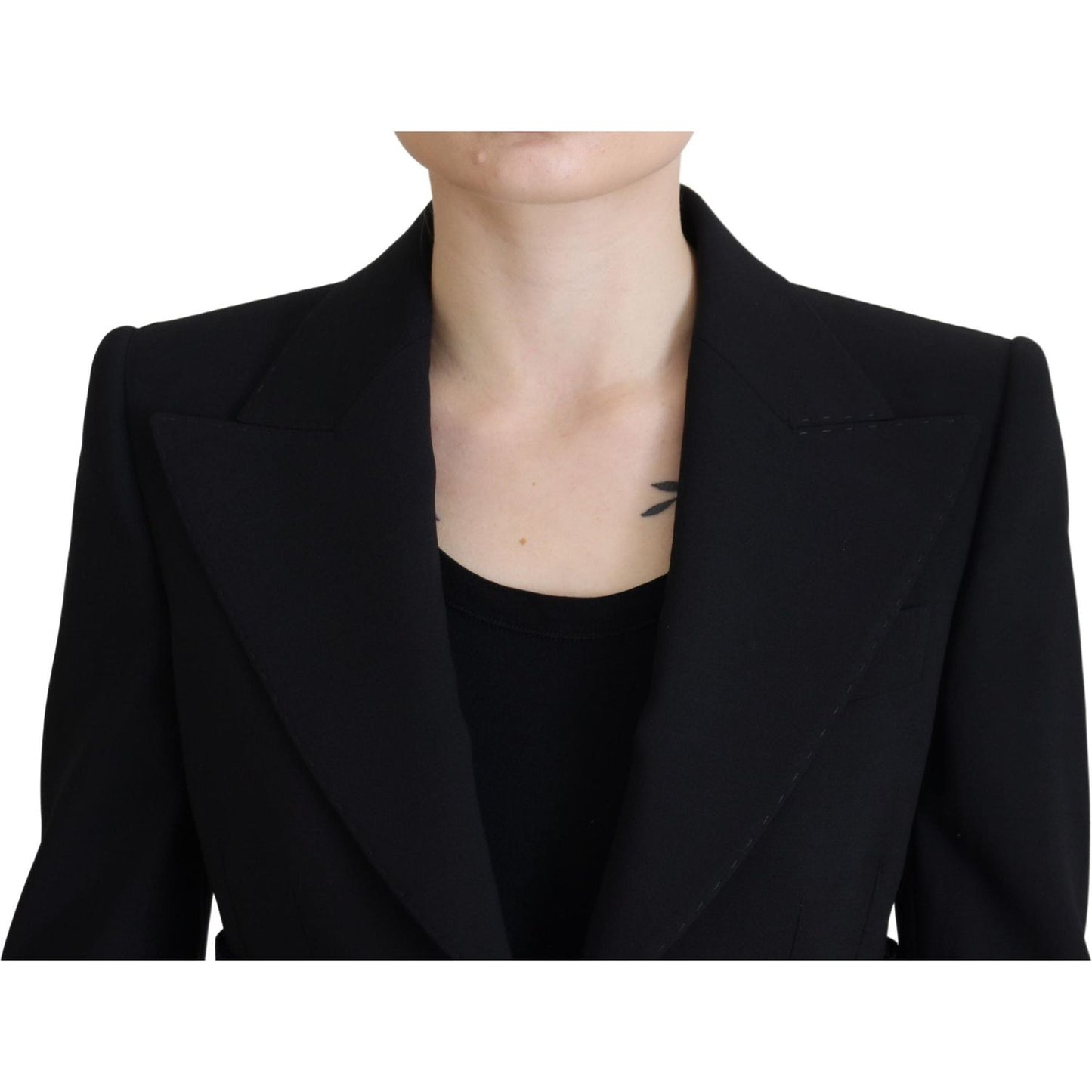 Dolce & Gabbana Elegant Black Stretch Wool Blazer Dolce & Gabbana Tan