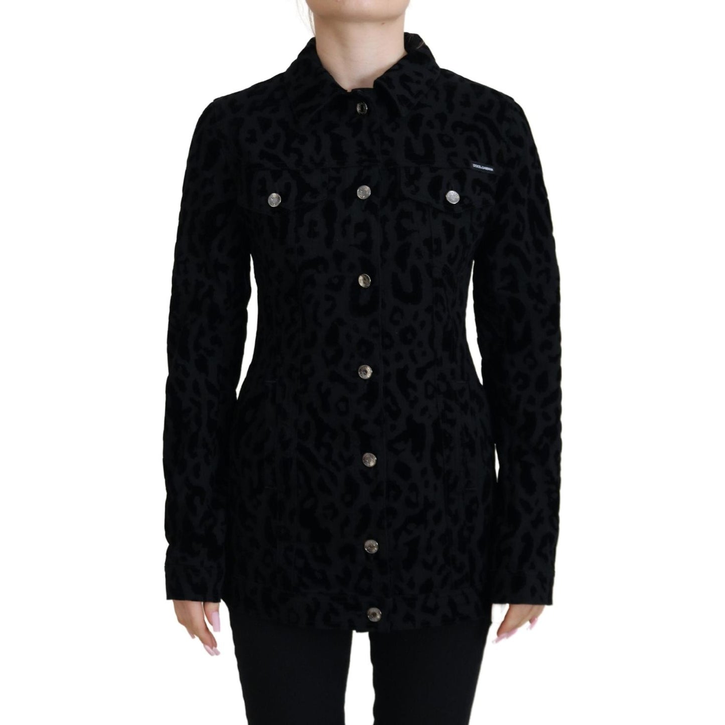 Dolce & Gabbana Chic Leopard Pattern Denim Jacket Dolce & Gabbana Black
