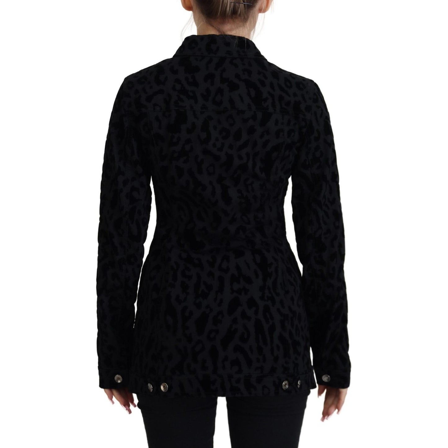 Dolce & Gabbana Chic Leopard Pattern Denim Jacket Dolce & Gabbana Black