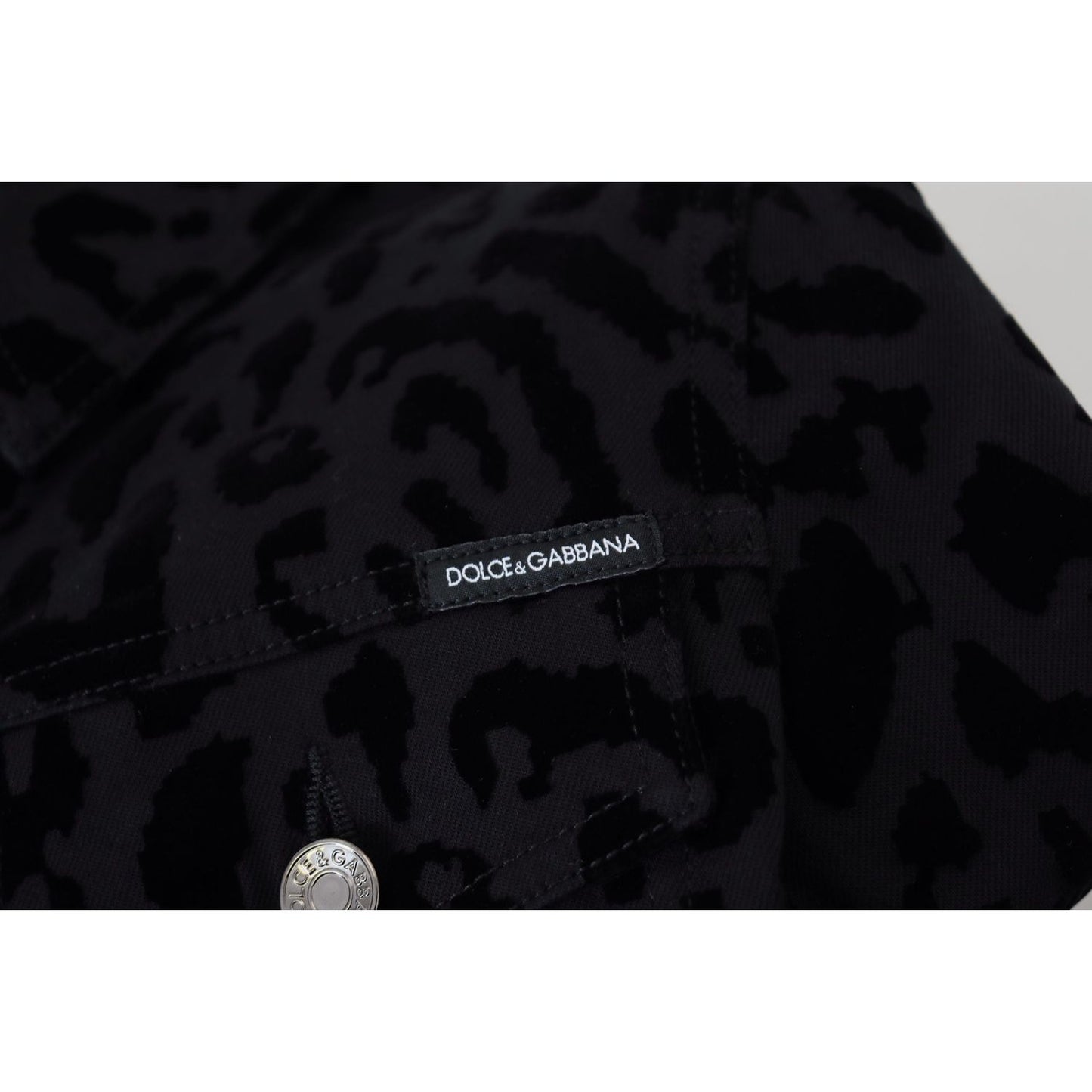 Dolce & Gabbana Chic Leopard Pattern Denim Jacket Dolce & Gabbana Black