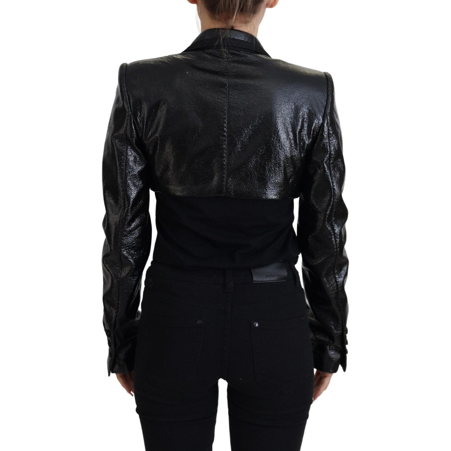 Dolce & Gabbana Elegant Cropped Black Designer Jacket Dolce & Gabbana Black