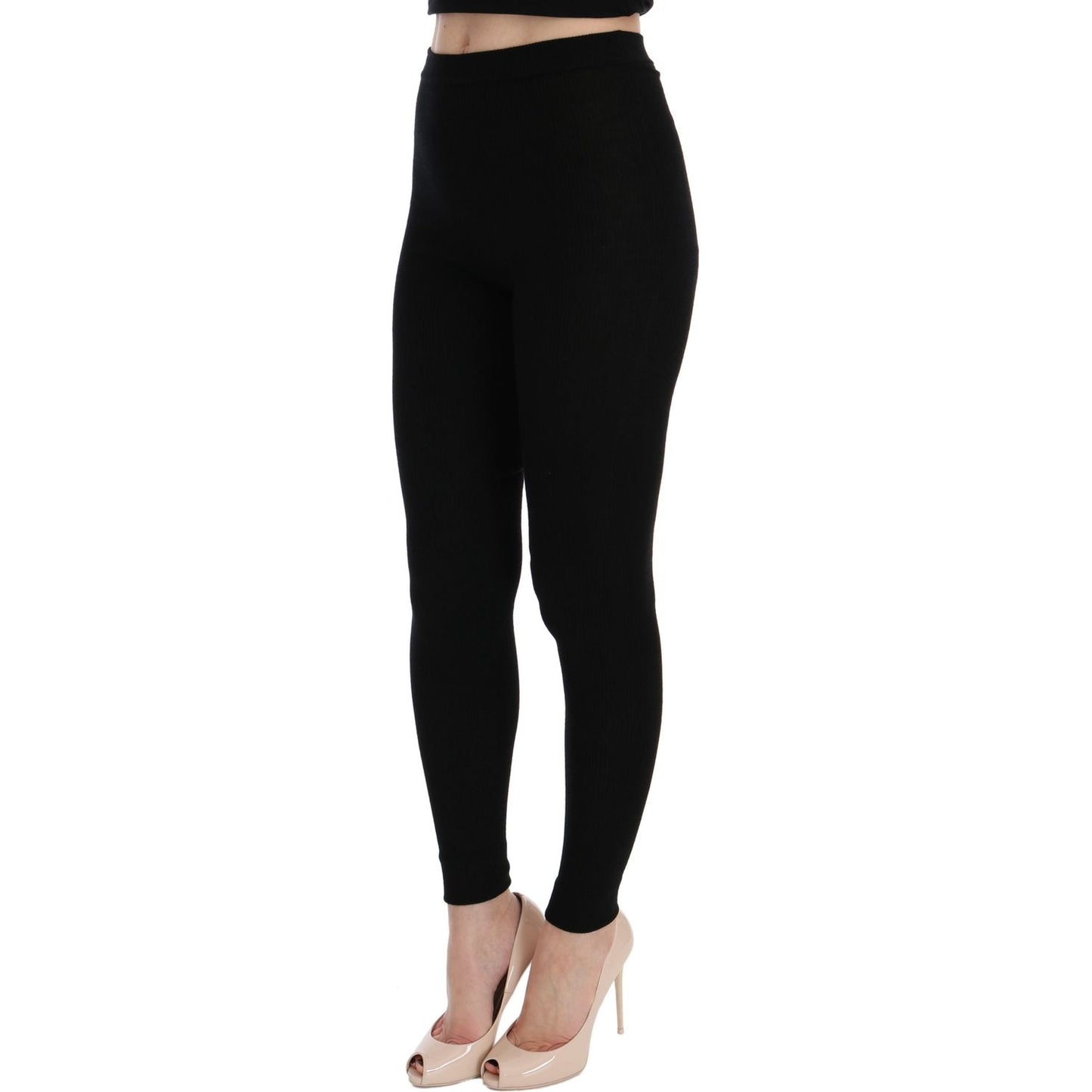 Dolce & Gabbana Elegant Black Cashmere Pants Dolce & Gabbana Tan