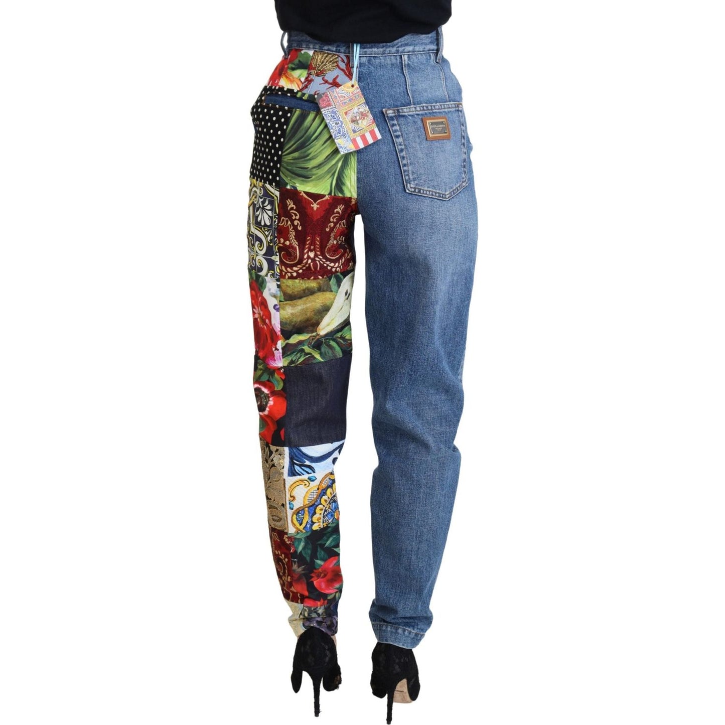 Dolce & Gabbana Patchwork Jacquard Blue Denim Luxury Jeans Dolce & Gabbana Dark Slate Gray