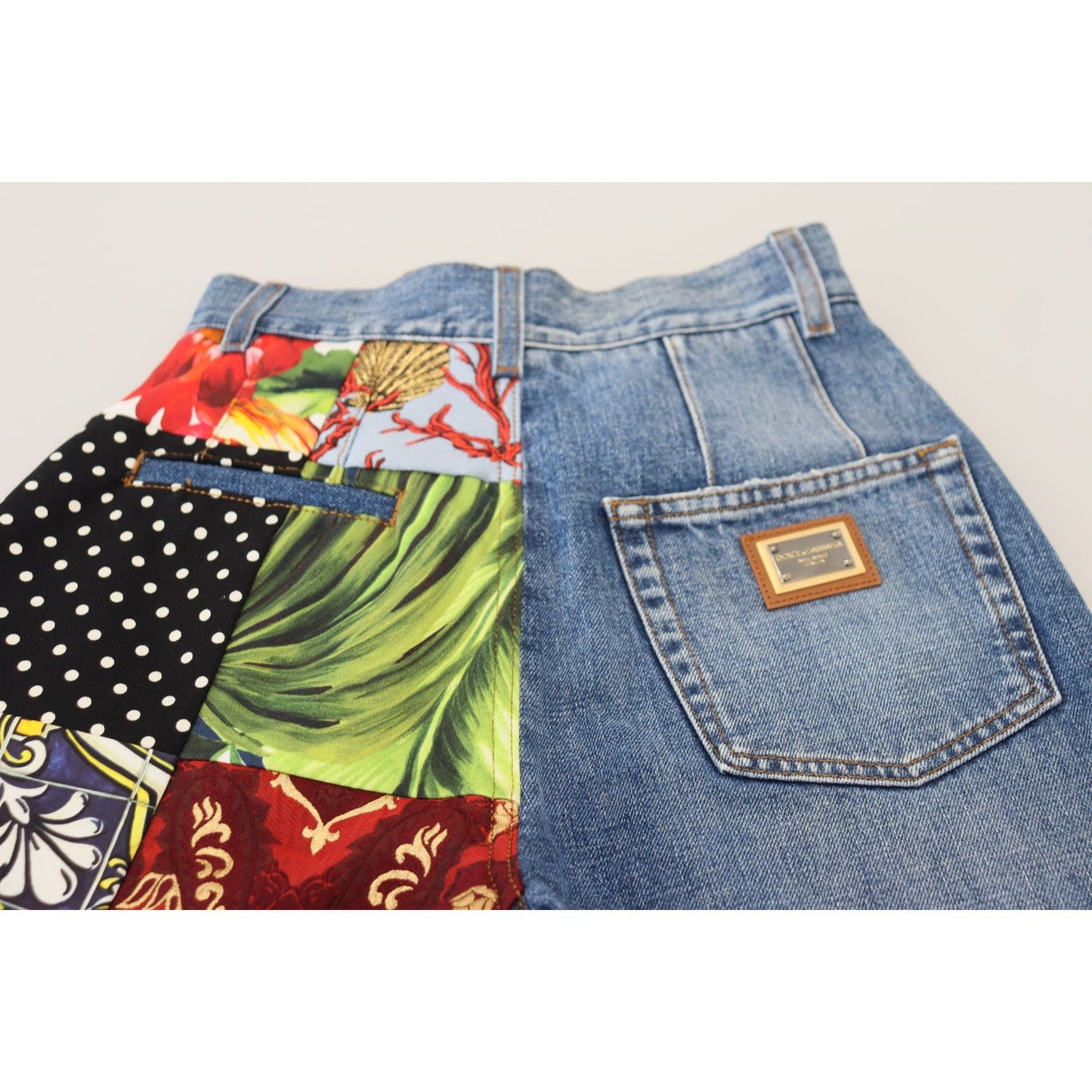 Dolce & Gabbana Patchwork Jacquard Blue Denim Luxury Jeans Dolce & Gabbana Gray