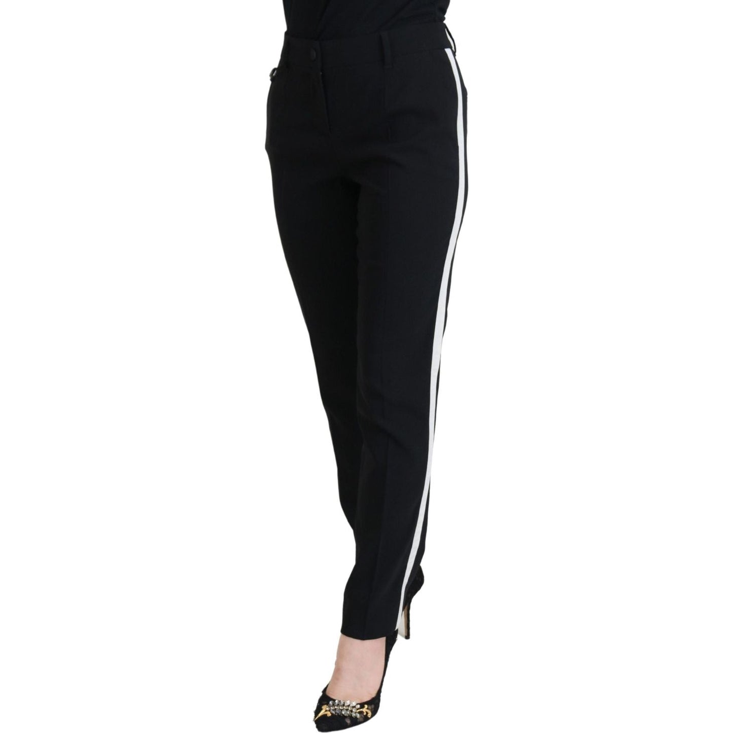 Dolce & Gabbana Elegant Black Wool-Silk Pants Dolce & Gabbana Black
