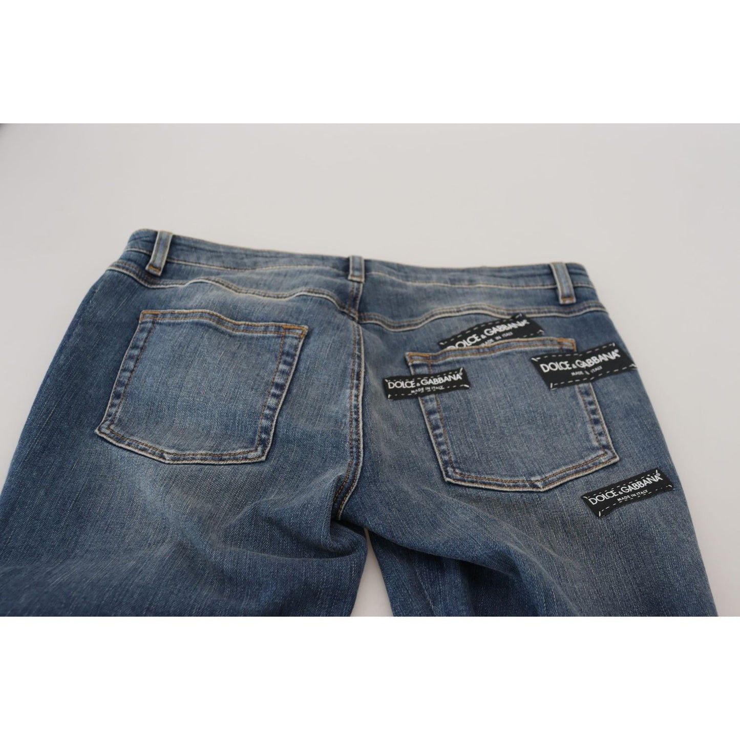 Dolce & Gabbana Elegant Tattered Denim Pants – Chic Casualwear Dolce & Gabbana Dark Slate Gray