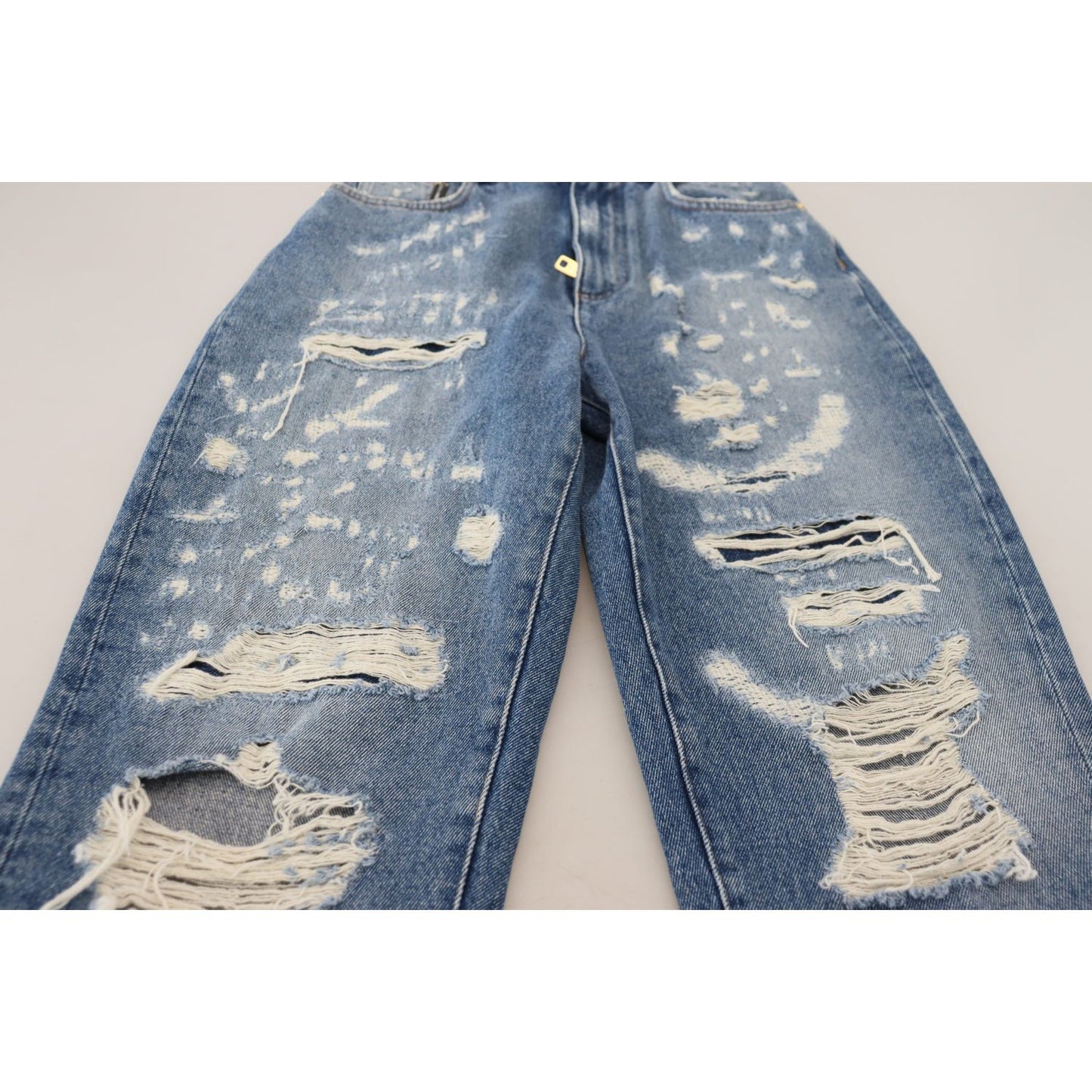 Dolce & Gabbana Chic Tattered Denim Pants - Indigo Essence Dolce & Gabbana Light Slate Gray