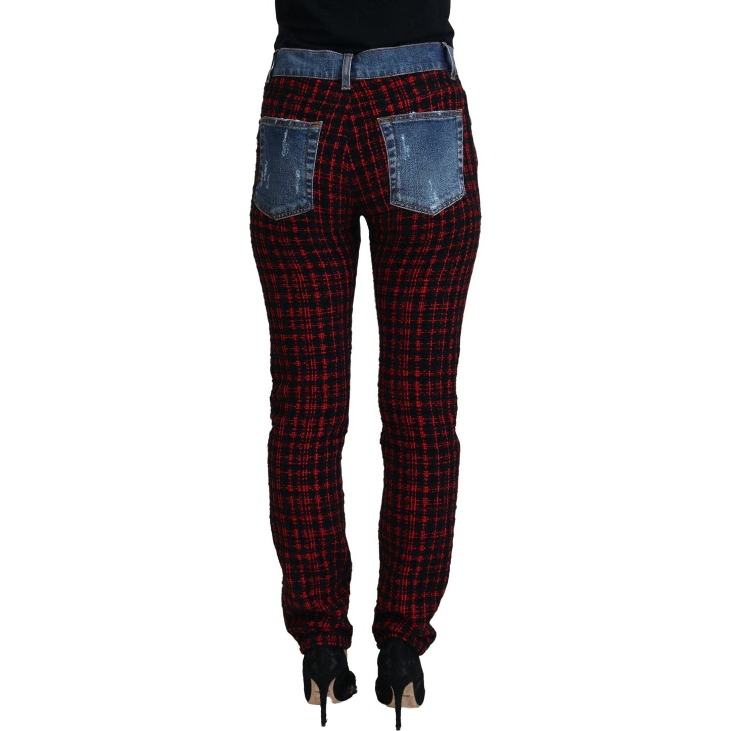 Dolce & Gabbana Elevated Elegance Checkered Back Denim Pants Jeans & Pants Dolce & Gabbana Black