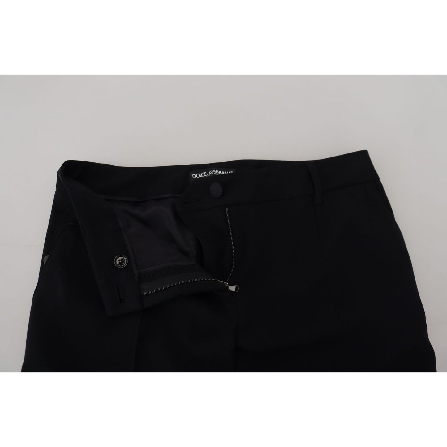 Dolce & Gabbana Elegant Black Wool-Silk Blend Trousers Dolce & Gabbana Gray