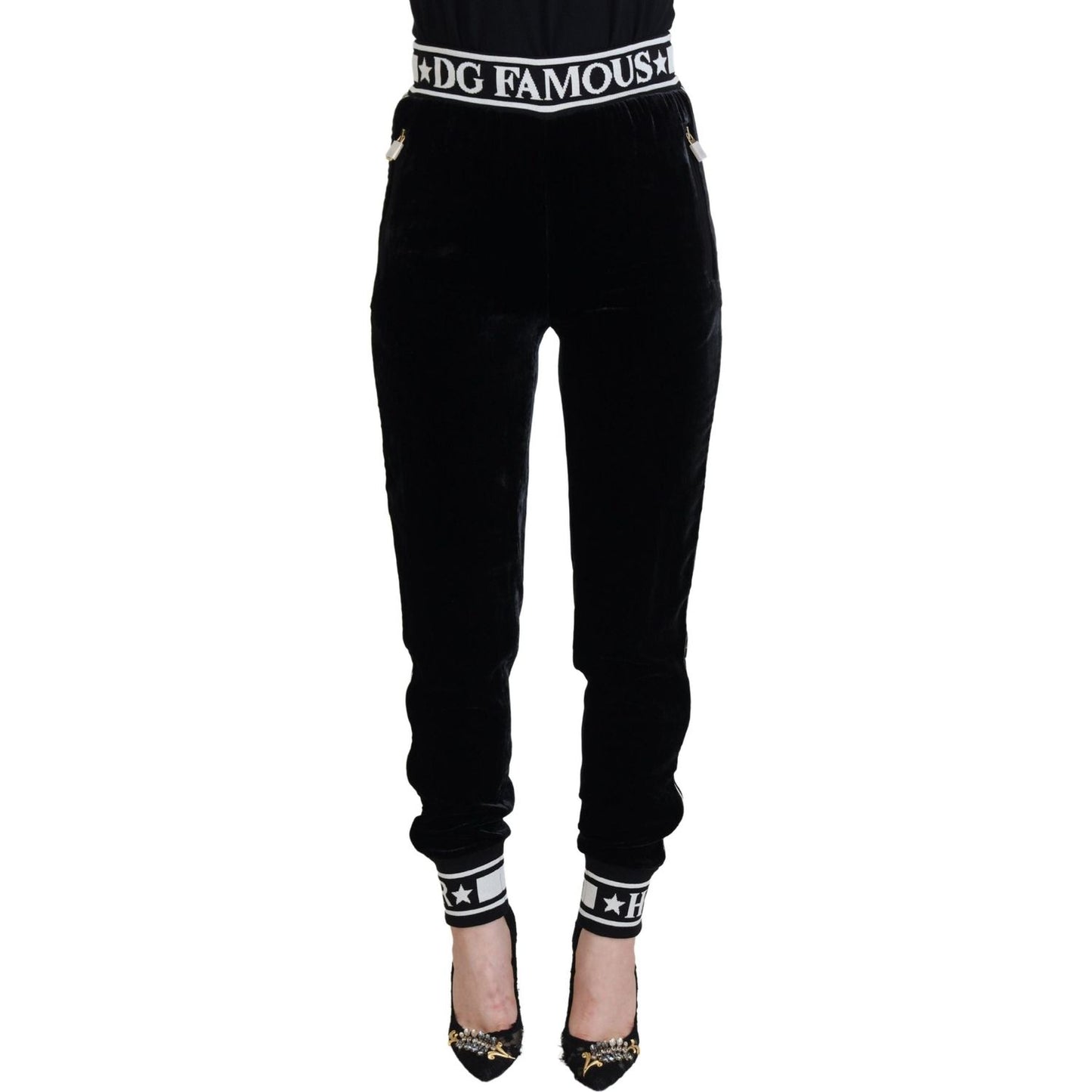 Dolce & Gabbana Elegant Velvet Pants - Timeless Black Luxury Dolce & Gabbana Black