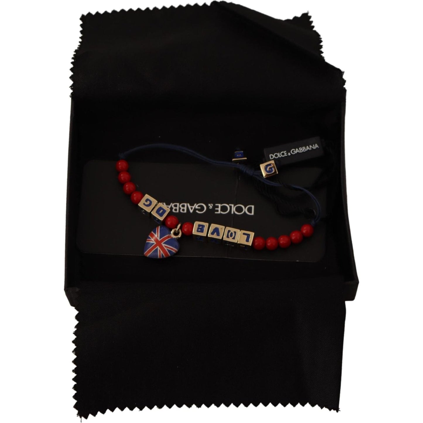 Dolce & Gabbana Elegant Blue, Red Glass & Zama Bracelet Bracelet Dolce & Gabbana Black