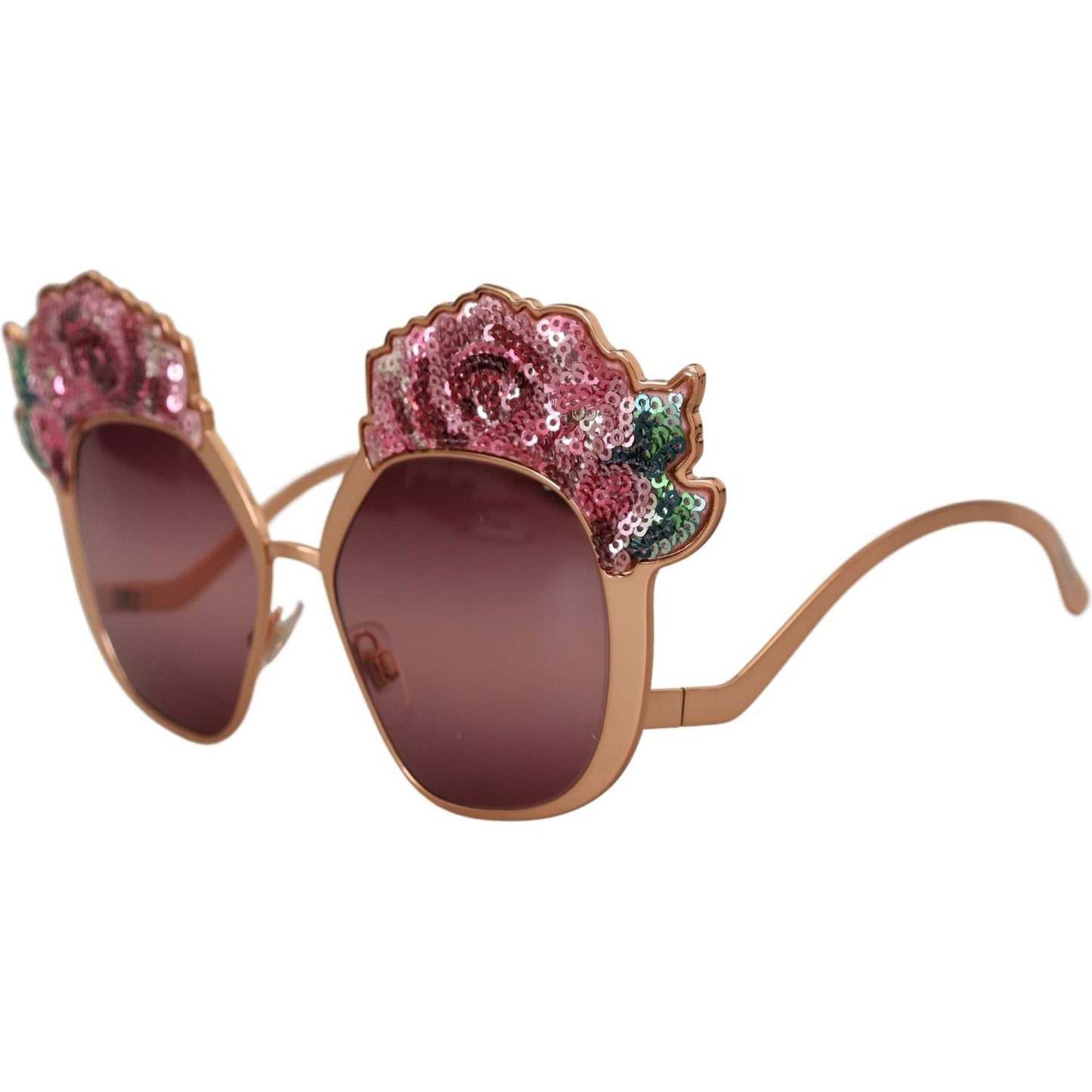 Dolce & Gabbana Chic Rose Sequin Embroidered Sunglasses Dolce & Gabbana Sienna